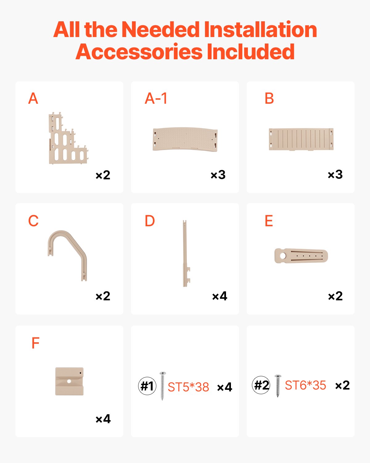 VEVOR 3-Step Taupe Robust Pool Ladder of 2 Handrails for 914.4-1219.2 mm Pools 6