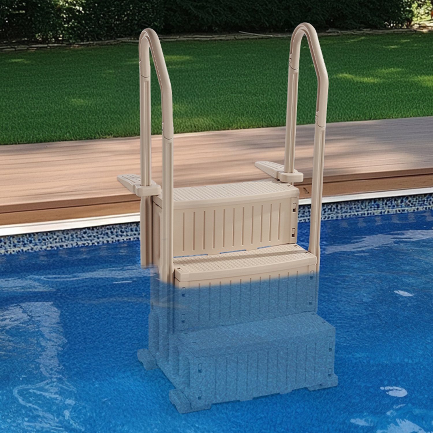 VEVOR 3-Step Taupe Robust Pool Ladder of 2 Handrails for 914.4-1219.2 mm Pools 8