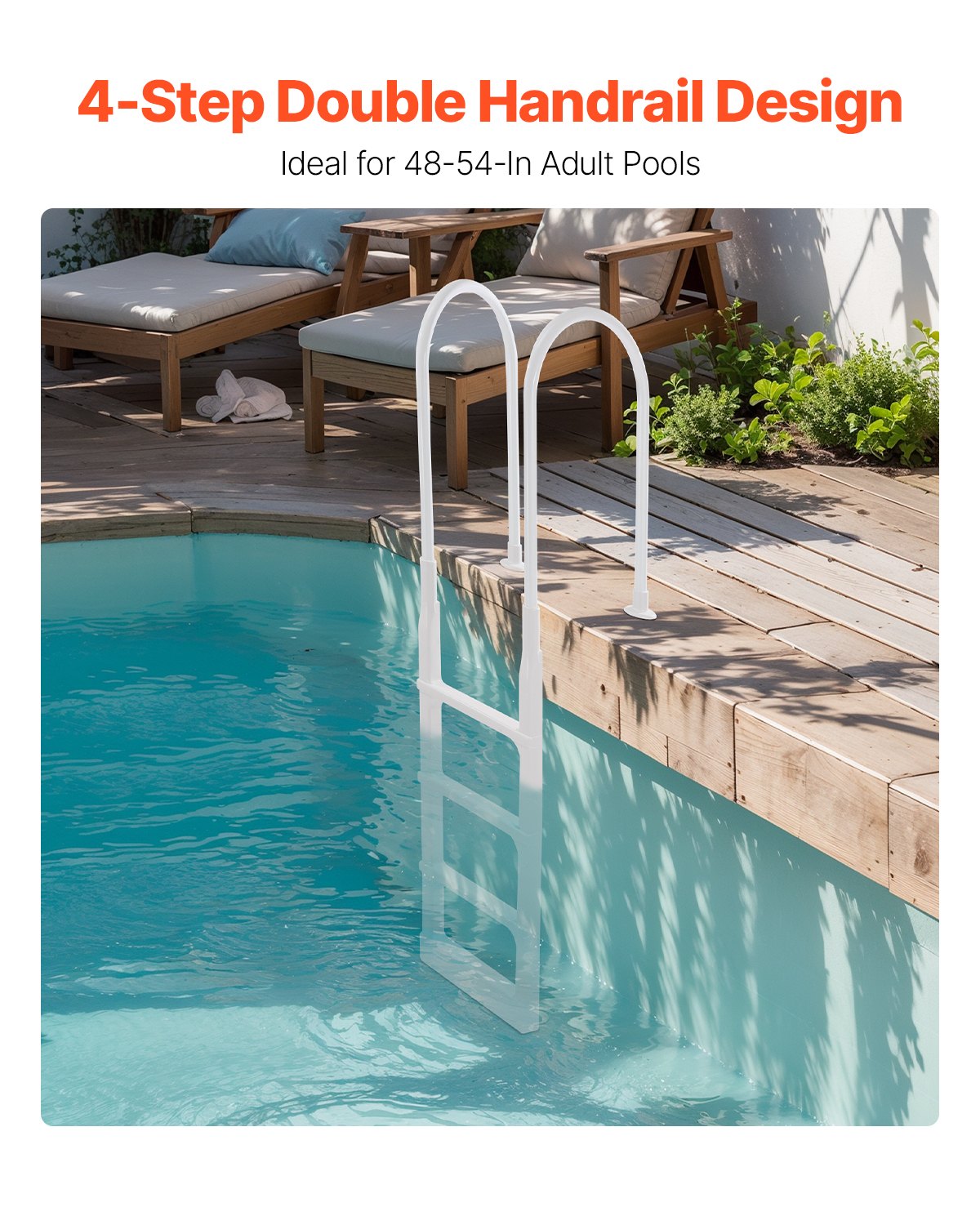VEVOR Thickened 4-Step Pool Ladder of Double Handrails for 1219.2-1371.6mm Pool