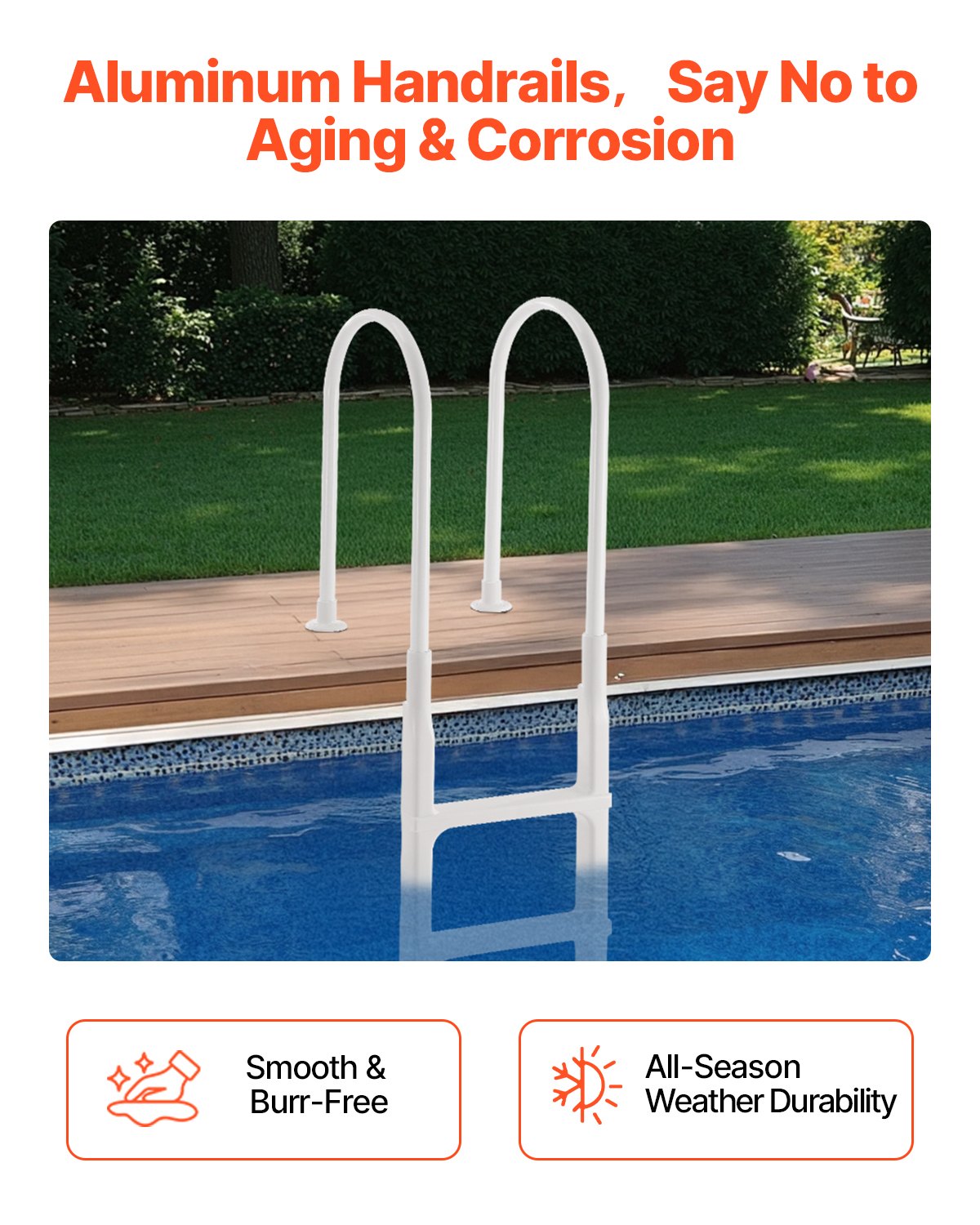 VEVOR Thickened 4-Step Pool Ladder of Double Handrails for 1219.2-1371.6mm Pool 5