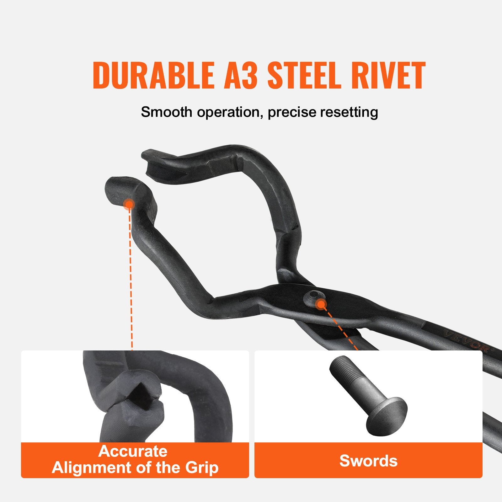 VEVOR Blacksmith Tongs, 463mm Z V-Bit Tongs, Carbon Steel Forge Tongs with A3 Steel Rivets, for Knife Blades, Long Pieces, Circular Forgings, for Beginner and Seasoned Blacksmiths and Bladesmiths 6