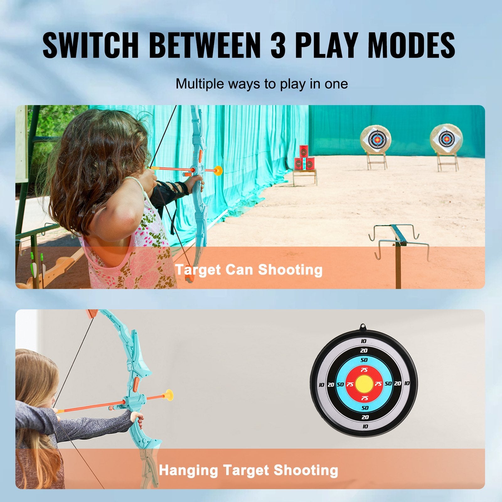 VEVOR Kids Bow and Arrow Set LED Light Up Outdoor Archery Kit Children 10 Arrows 4