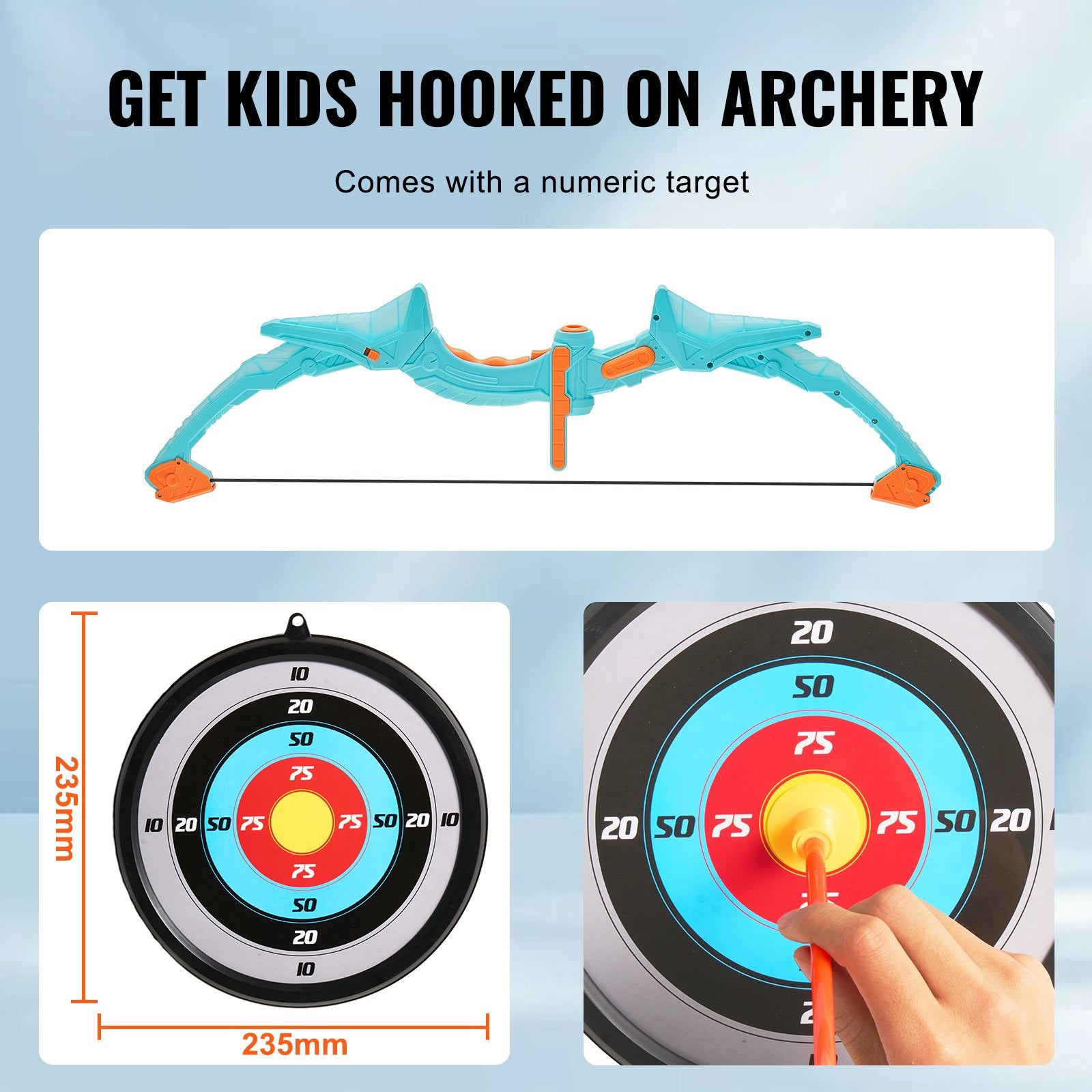 VEVOR Kids Bow and Arrow Set LED Light Up Outdoor Archery Kit Children 10 Arrows 5