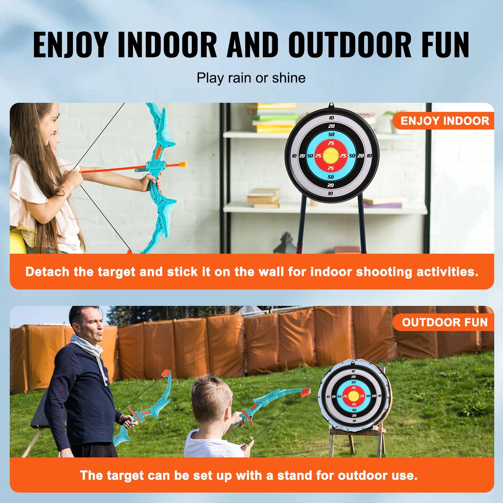 VEVOR Kids Bow and Arrow Set LED Light Up Outdoor Archery Kit Children 10 Arrows 6