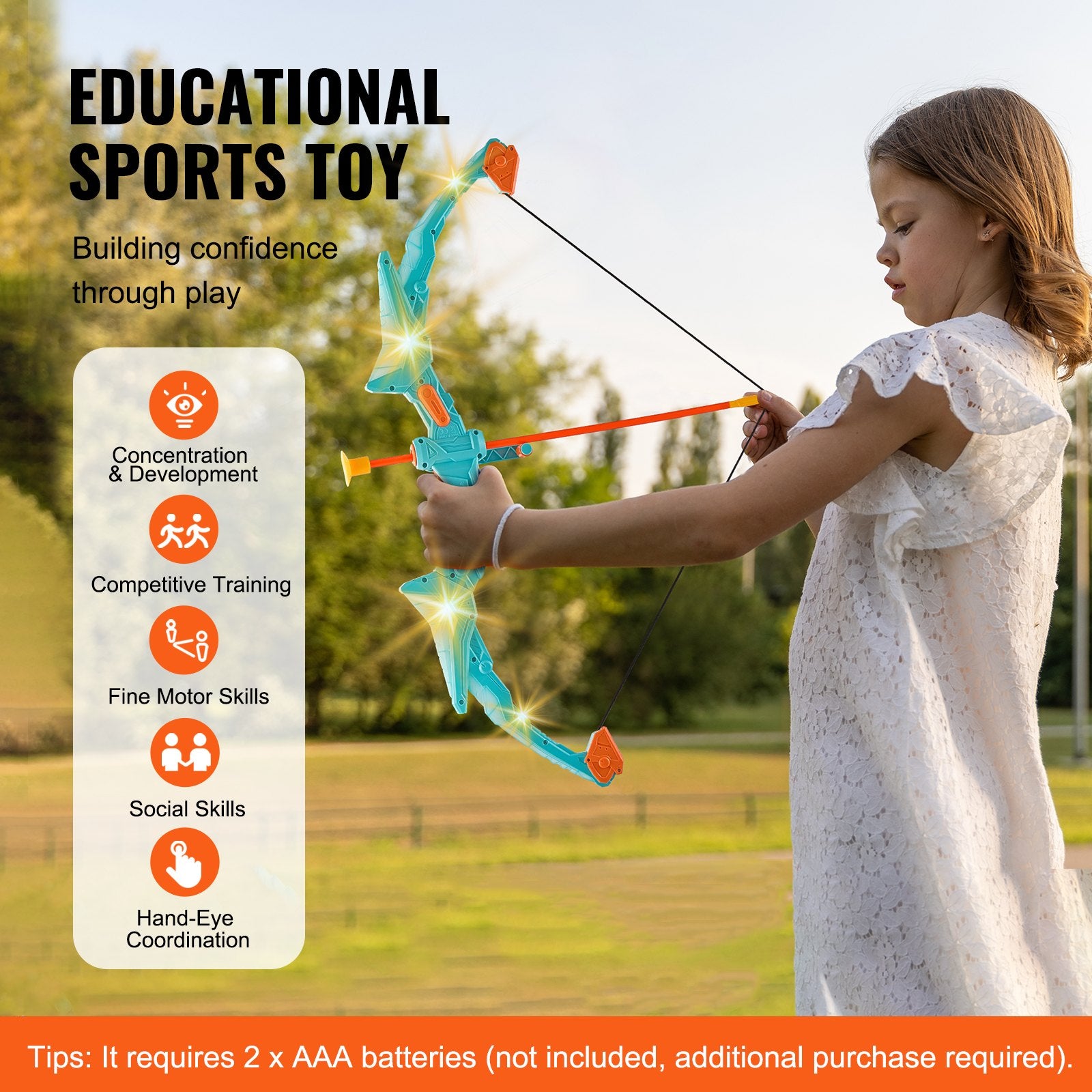 VEVOR Kids Bow and Arrow Set LED Light Up Outdoor Archery Kit Children 10 Arrows 7