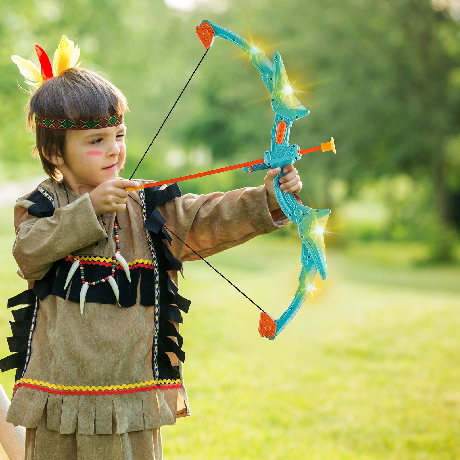 VEVOR Kids Bow and Arrow Set LED Light Up Outdoor Archery Kit Children 10 Arrows 11