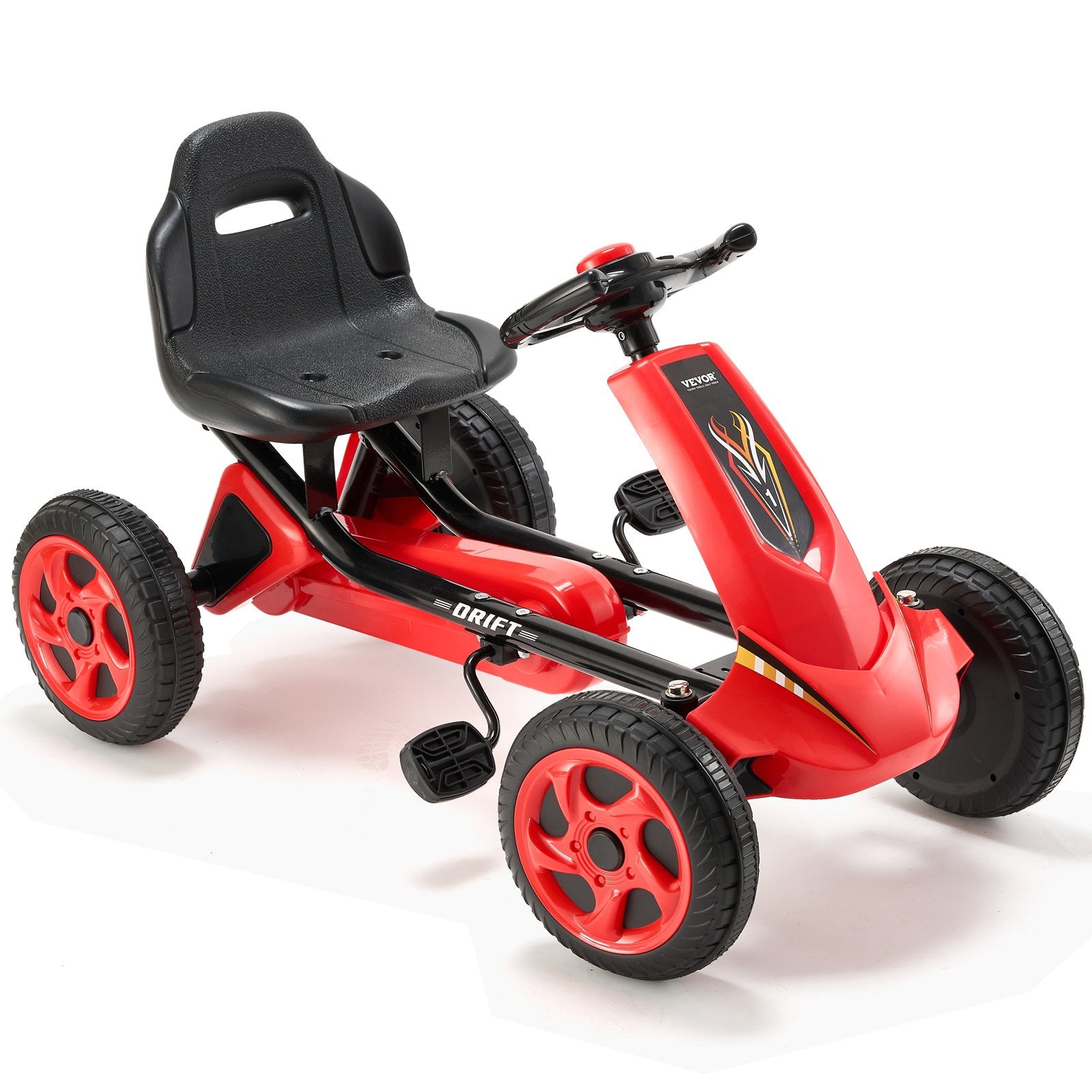 VEVOR Go Kart 4 Wheel Pedal Ride On Toy for Kids Ages 3-8 Adjustable Seat Red 9