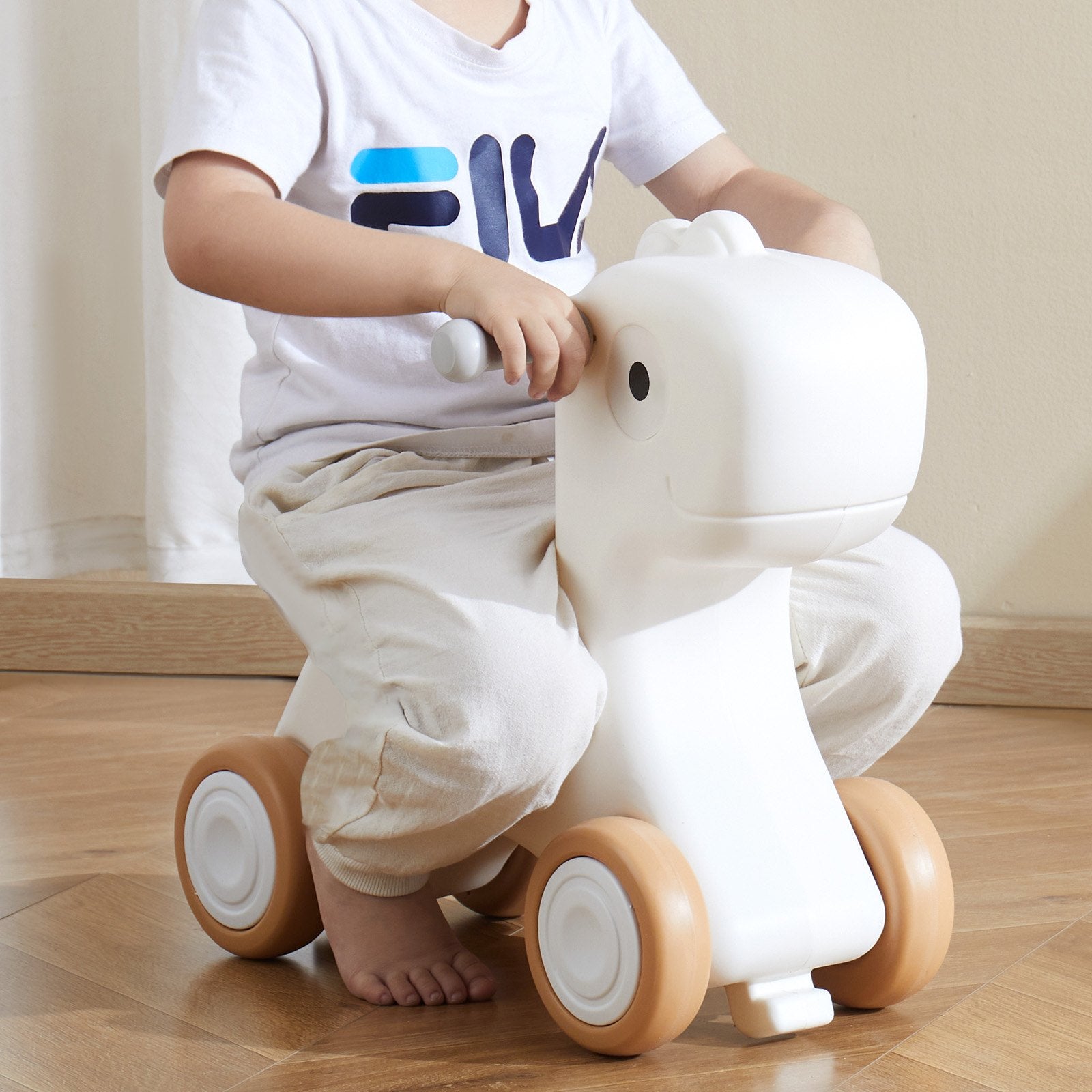 VEVOR 3 in 1 Rocking Horse for Toddlers 1-3 Years, Baby Rocking Horse with Detachable Balance Board and 4 Smooth Wheels, Support up to 80 lbs HDPE Material Kids Ride on Toy, Swinging, Orange 8