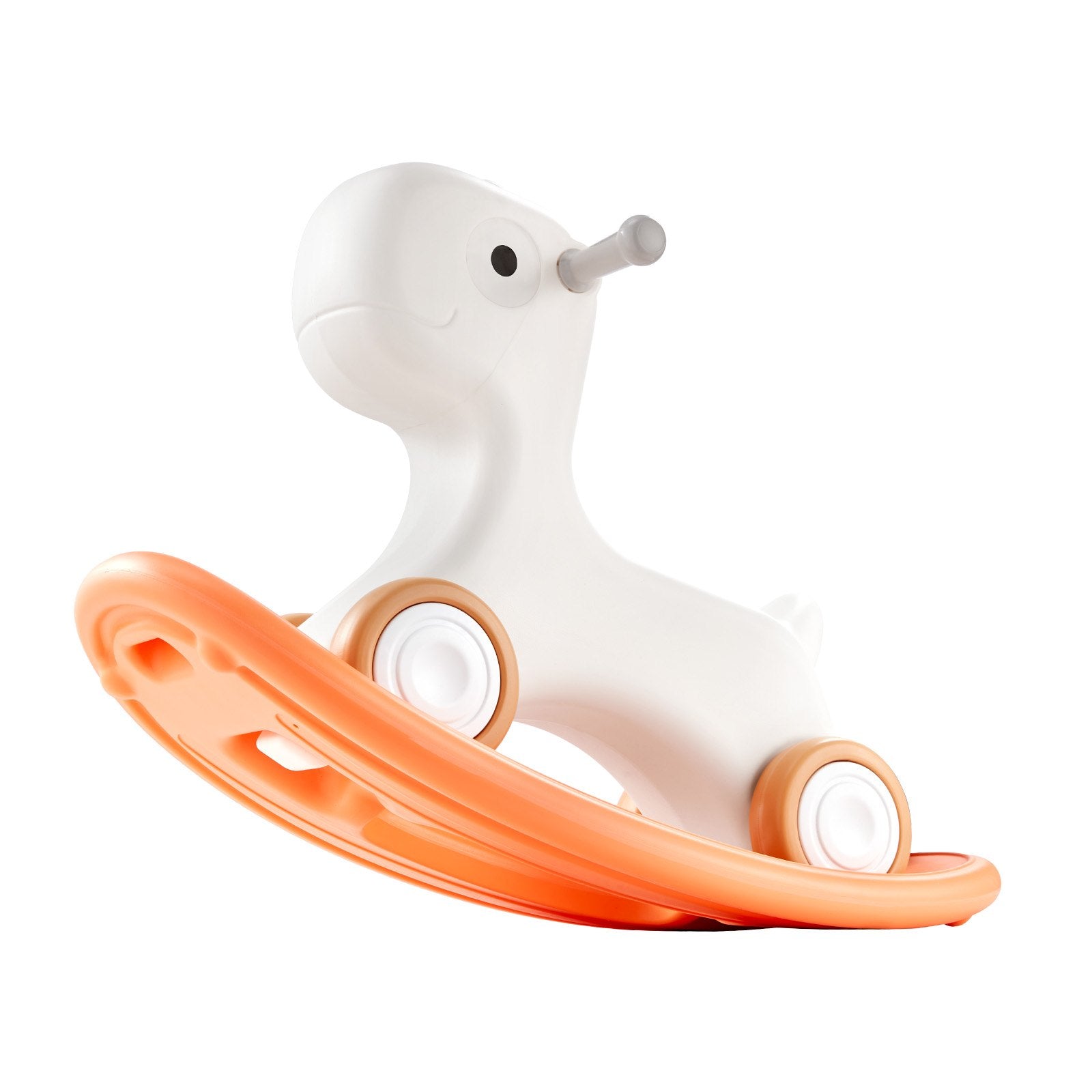 VEVOR 3 in 1 Rocking Horse for Toddlers 1-3 Years, Baby Rocking Horse with Detachable Balance Board and 4 Smooth Wheels, Support up to 80 lbs HDPE Material Kids Ride on Toy, Swinging, Orange 11