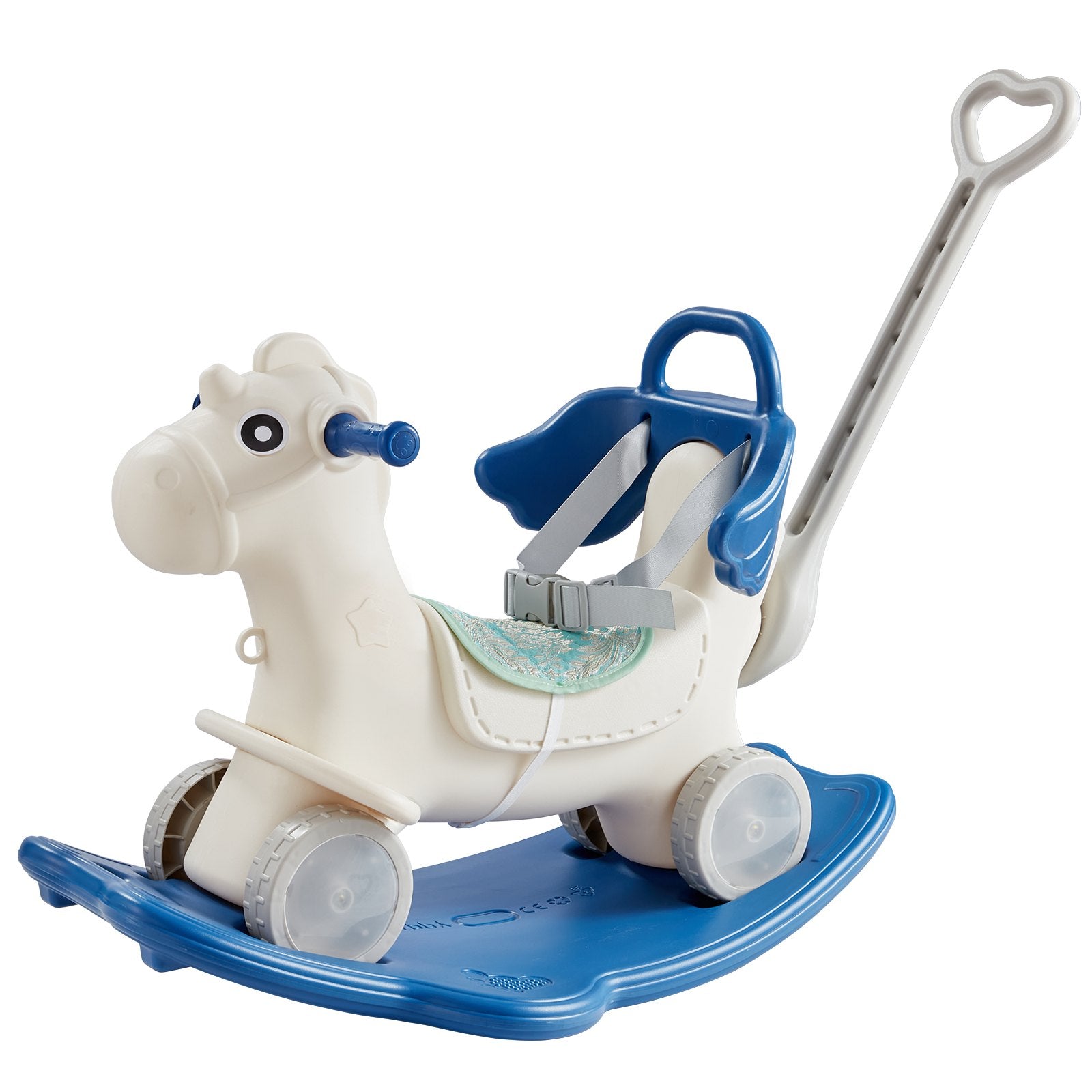 VEVOR 4 in 1 Rocking Horse for Toddlers 1-3 Years, Baby Rocking Horse with Detachable Balance Board, Push Handle and 4 Smooth Wheels, Support up to 80 lbs HDPE Kids Ride on Toy with Sound, Blue 11