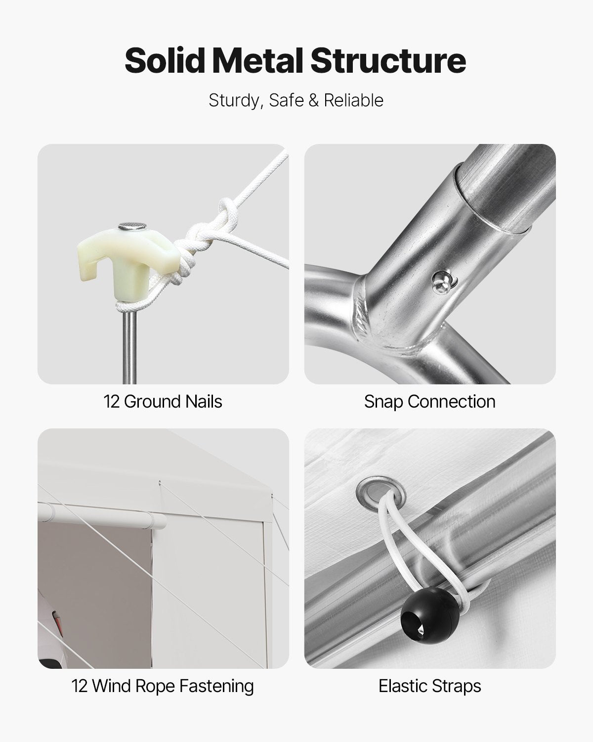 VEVOR Carport Car Canopy 10x20FT Heavy Duty Car Shelter with Sidewalls White 7