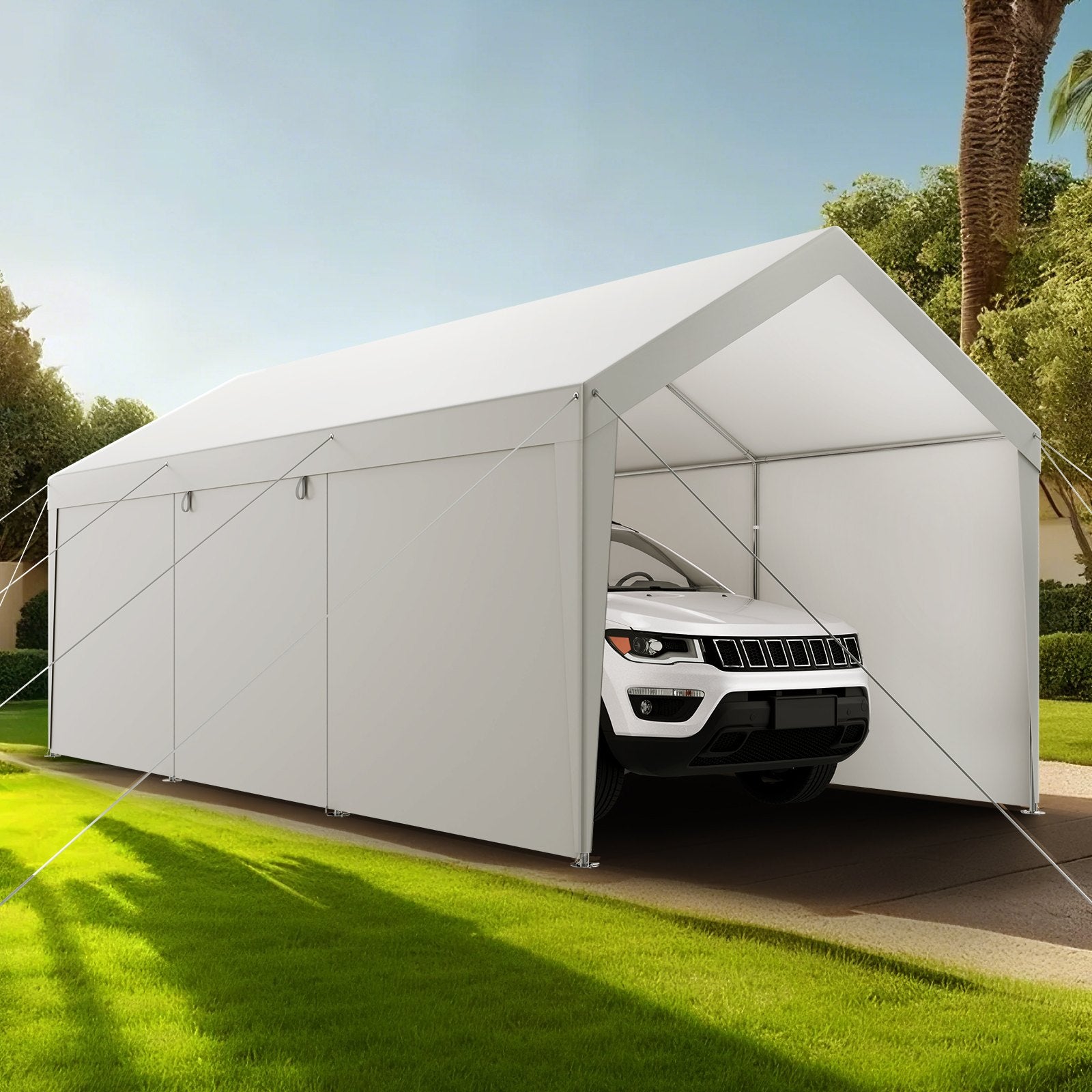 VEVOR Carport Car Canopy 10x20FT Heavy Duty Car Shelter with Sidewalls White 8