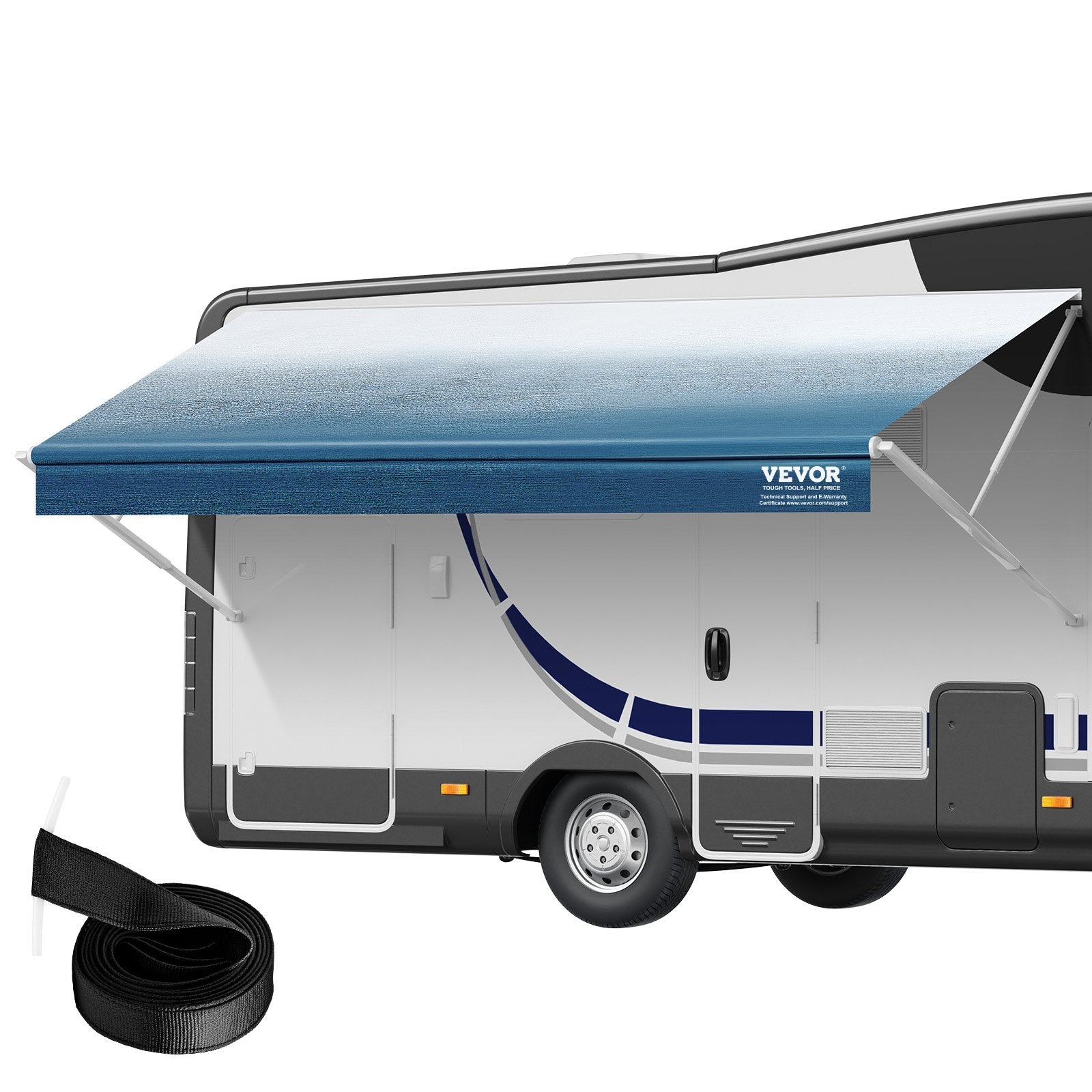 VEVOR RV Awning Fabric Replacement, 6.15m Fabric Length for 6.4m Awning, Heavy Duty 3-Ply 16oz PVC Camper Awning Fabric, Waterproof & UV Protection Outdoor Canopy for RV, Trailer, Motorhome, Blue Fade 9