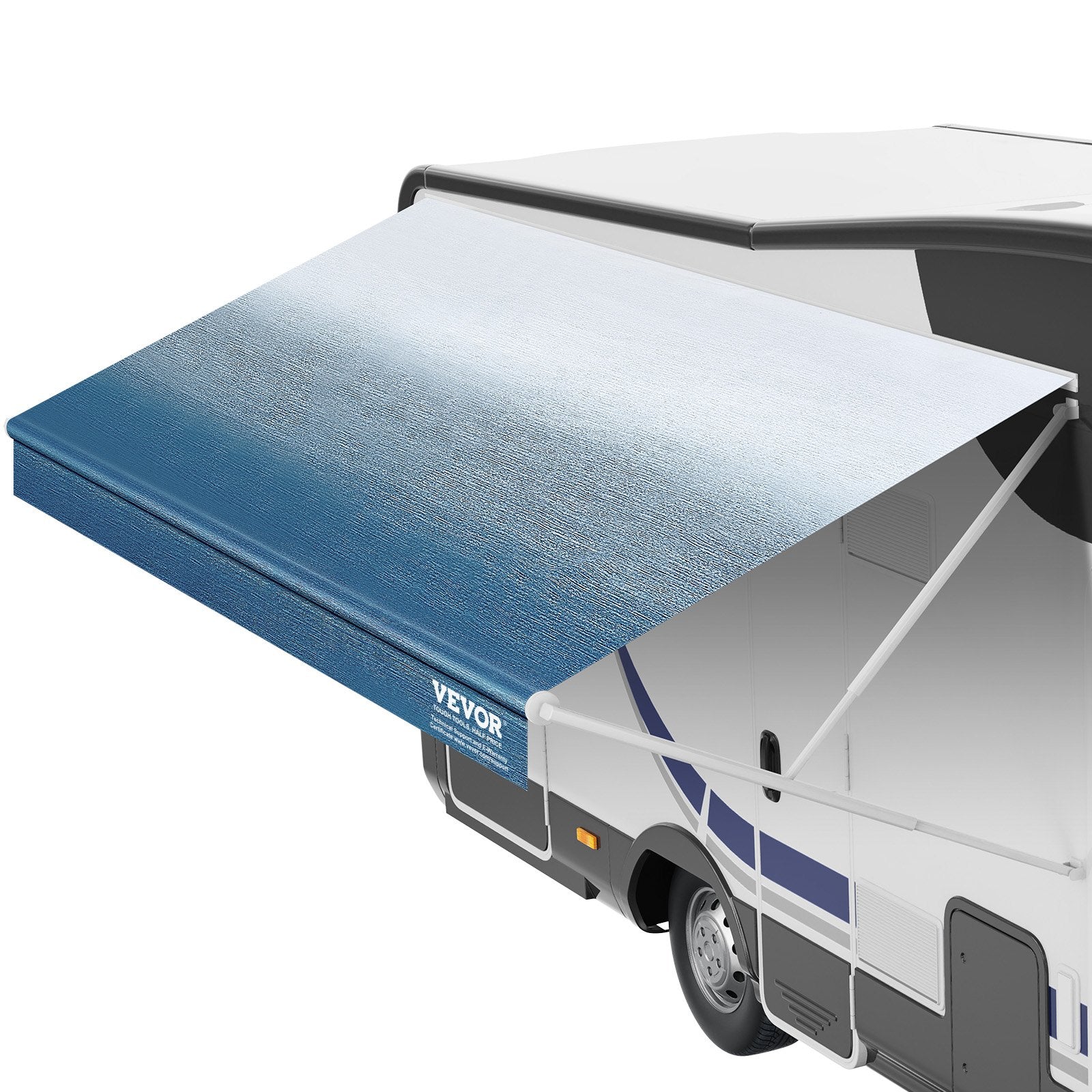 VEVOR RV Awning Fabric Replacement, 6.15m Fabric Length for 6.4m Awning, Heavy Duty 3-Ply 16oz PVC Camper Awning Fabric, Waterproof & UV Protection Outdoor Canopy for RV, Trailer, Motorhome, Blue Fade 10