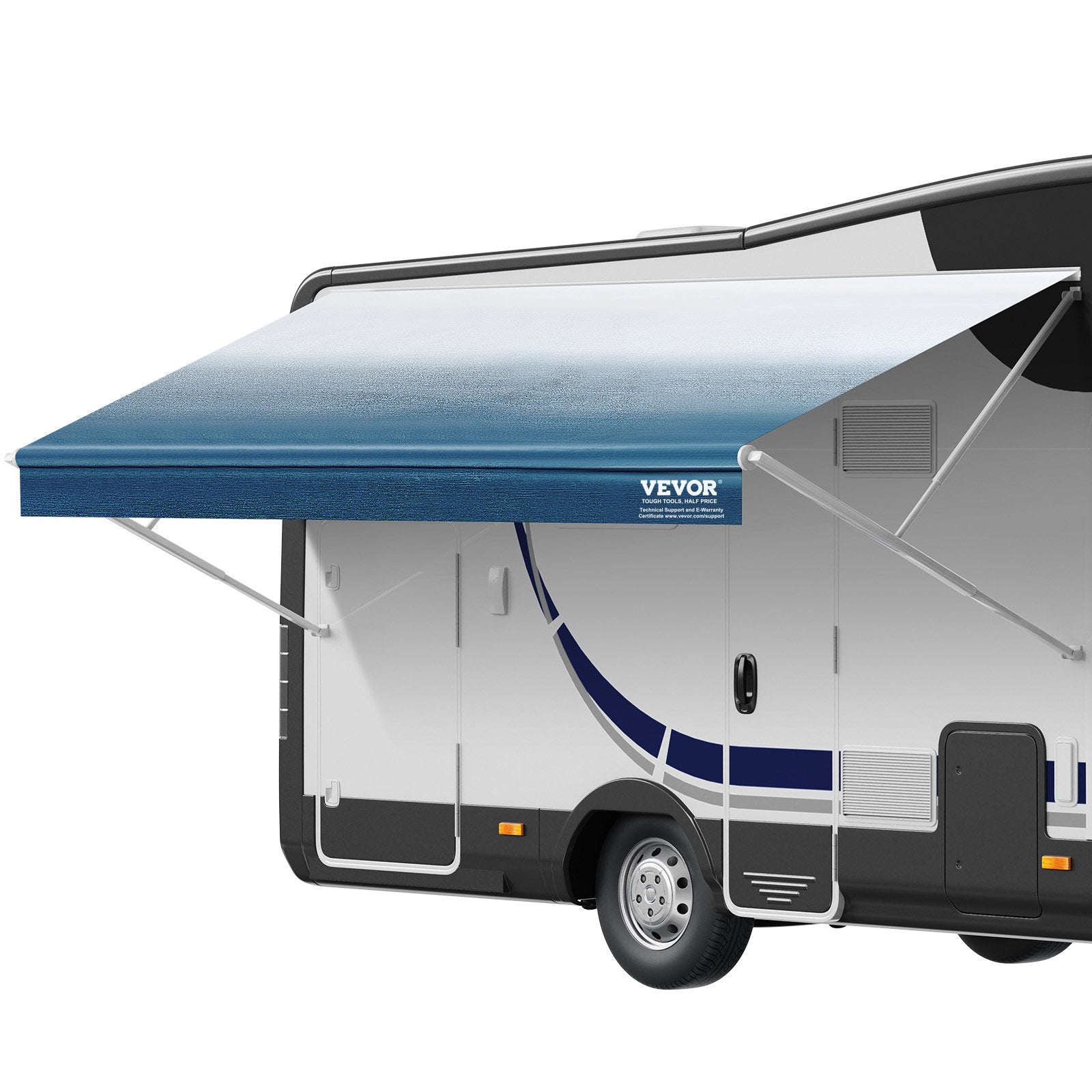 VEVOR RV Awning Fabric Replacement, 6.15m Fabric Length for 6.4m Awning, Heavy Duty 3-Ply 16oz PVC Camper Awning Fabric, Waterproof & UV Protection Outdoor Canopy for RV, Trailer, Motorhome, Blue Fade 11