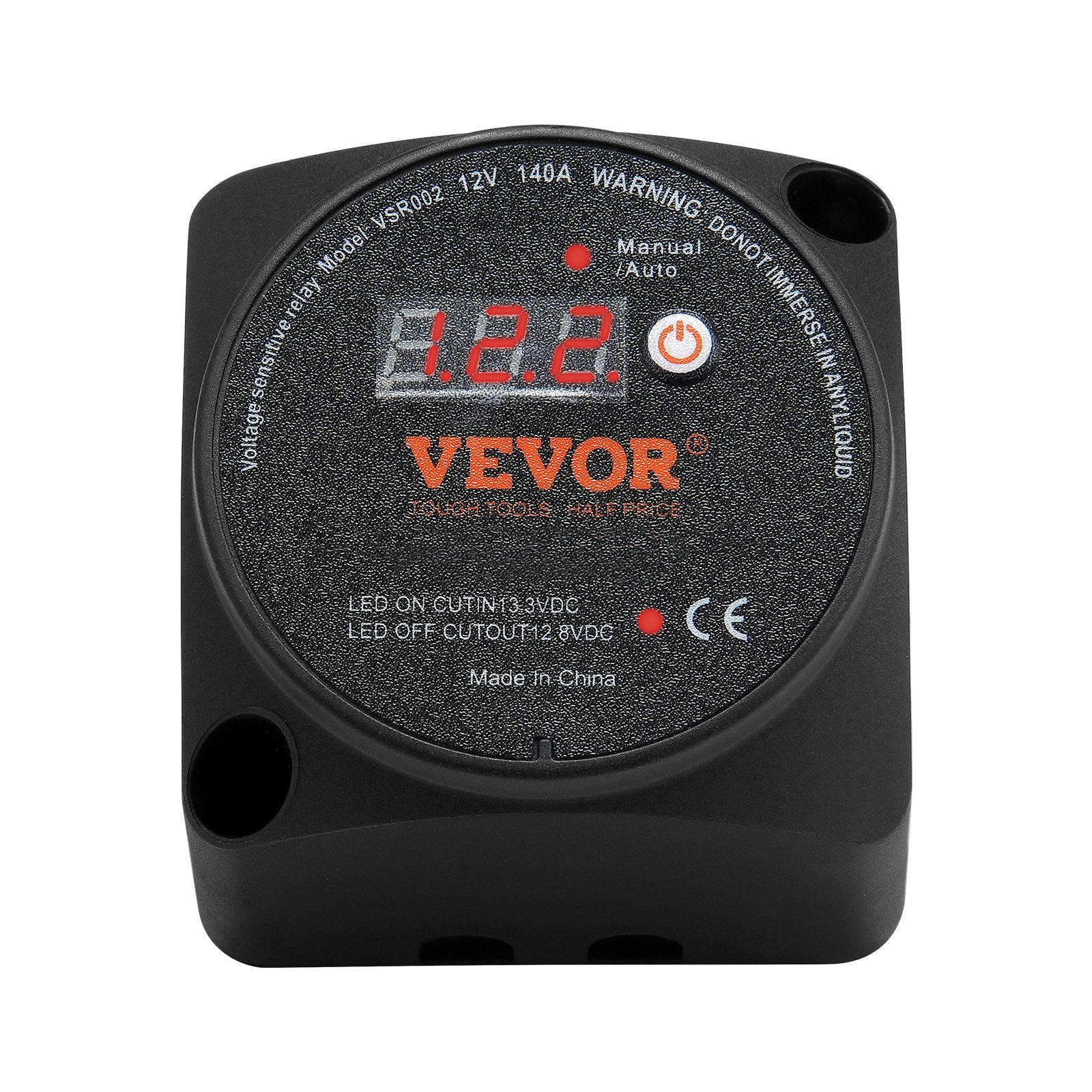 VEVOR Dual Battery Isolator Kit, 140Amp, Manual and Auto Modes VSR Voltage Sensitive Relay with LCD Screen, Smart Battery Isolator for ATV UTV RV Camper Off-Road Vehicle Caravan Truck Boat Yacht