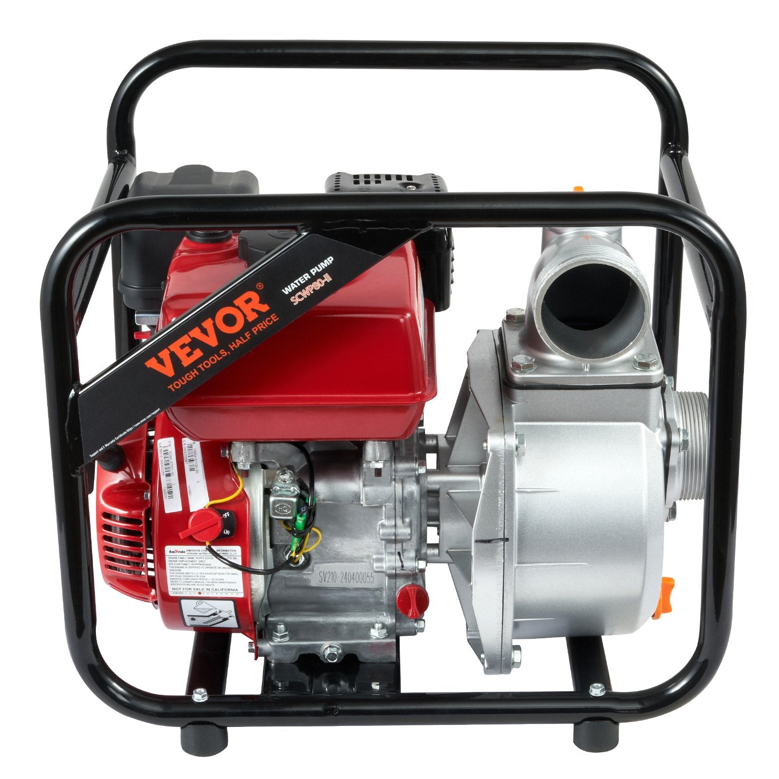 VEVOR Gasoline Engine Water Pump Gas Powered Transfer Pump 80 mm 7HP 4-Stroke 11