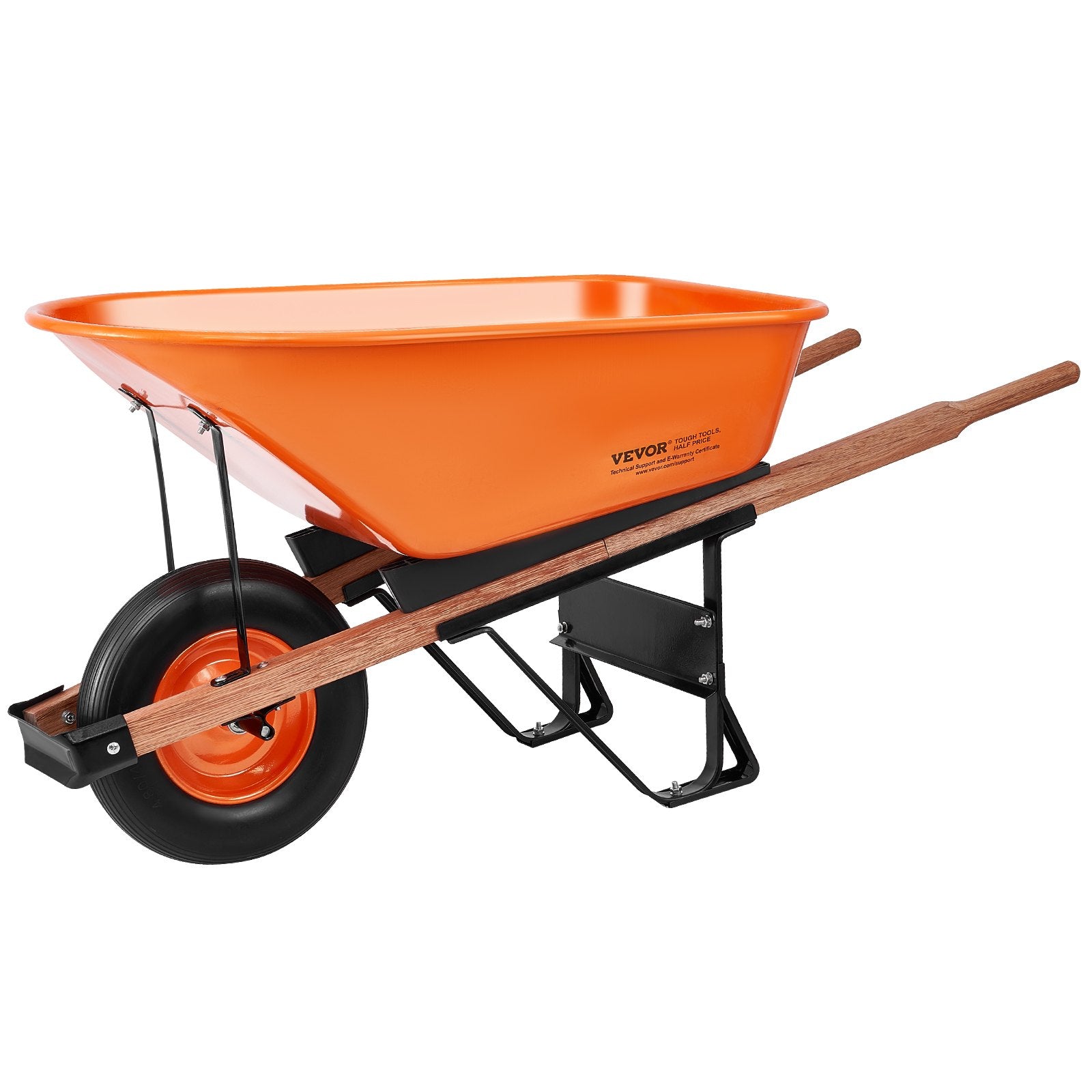VEVOR Wheelbarrow Cart One Wheel 6 Cu Ft Garden Dump Cart 330 lbs Utility Cart 10