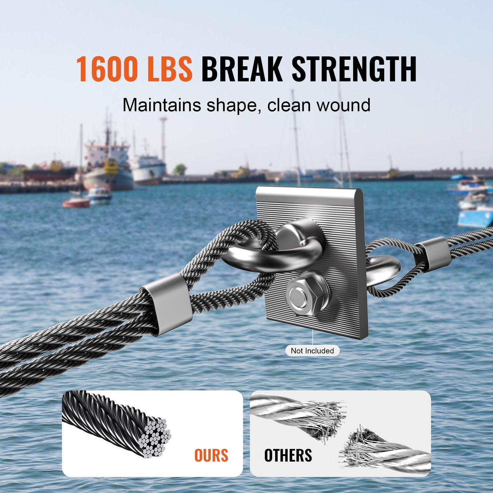 VEVOR T316 Stainless Steel Cable 3.18mm 7x7 Steel Wire Rope 152.4m Cable Railing 4