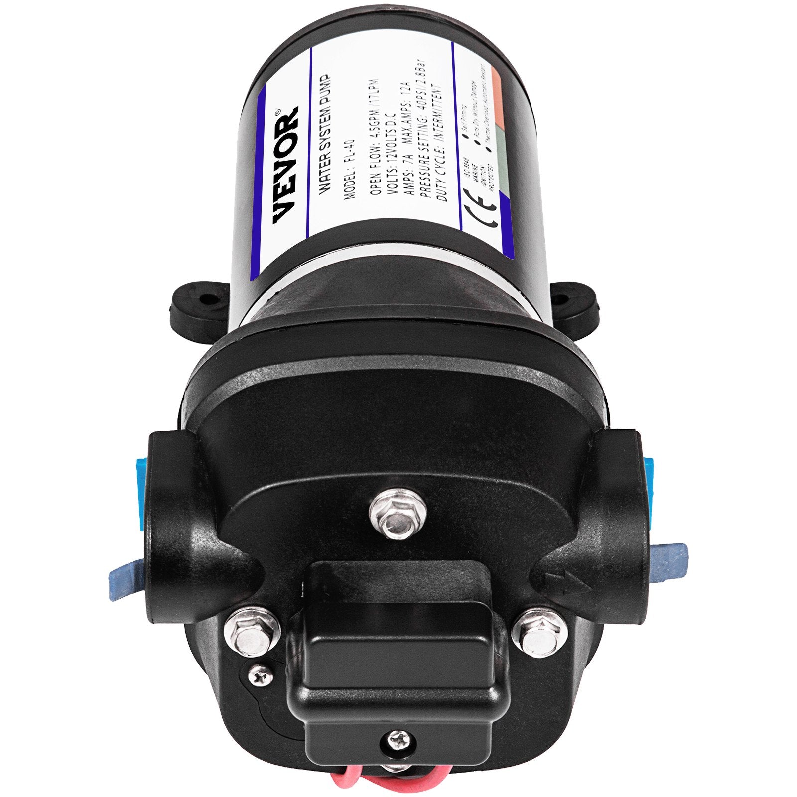 VEVOR Water Pressure Diaphragm Pump, 12V FL-40 High Pressure Diaphragm Water Pump, 40PSI Automatic Self Priming Water Pump, 17L/MIN Misting Booster Sprayer Diaphragm Pump for Caravan Boat RV Garden 10