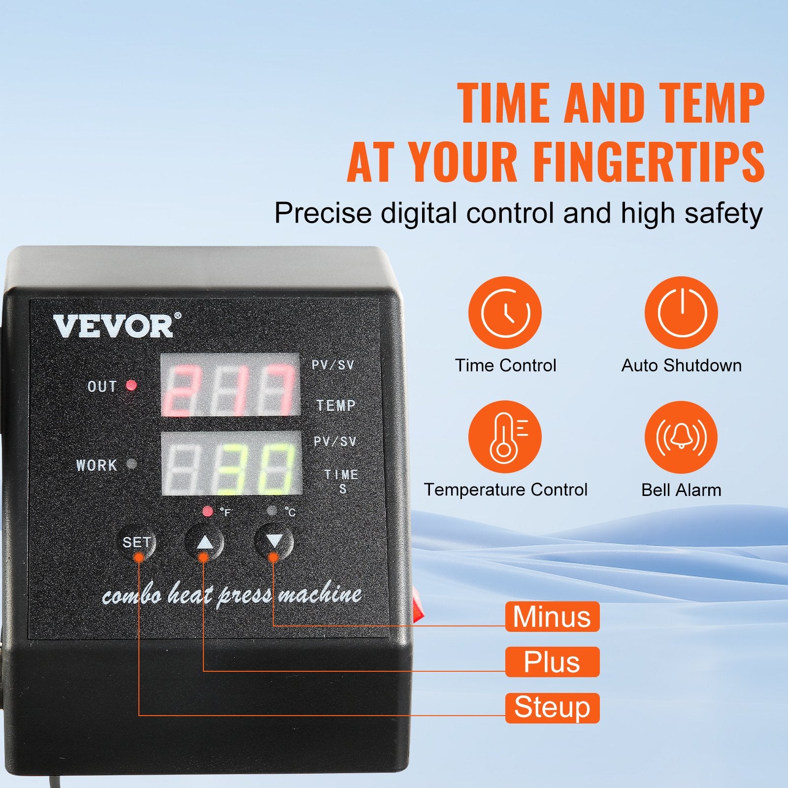 VEVOR 1400W Heat Press Machine 8 In 1 Sublimation Steel Frame Heat Presses with Temperature And Time Control (12X15INCH 8IN1) 3
