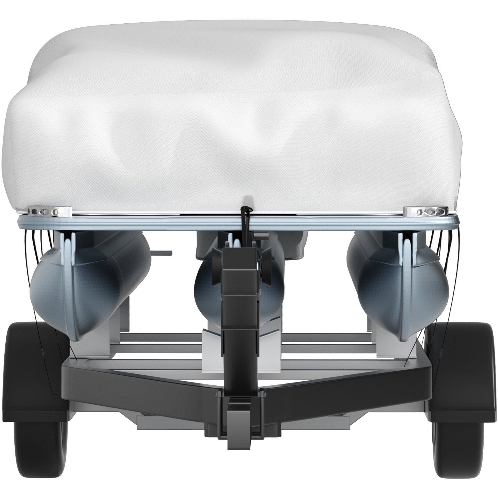 VEVOR Pontoon Boat Cover, Fit for 17\'-20\' Boat, Heavy Duty 600D Marine Grade Oxford Fabric, UV Resistant Waterproof Trailerable Boat Cover with 2 Support Poles and 7 Wind-Proof Straps, Gray 11