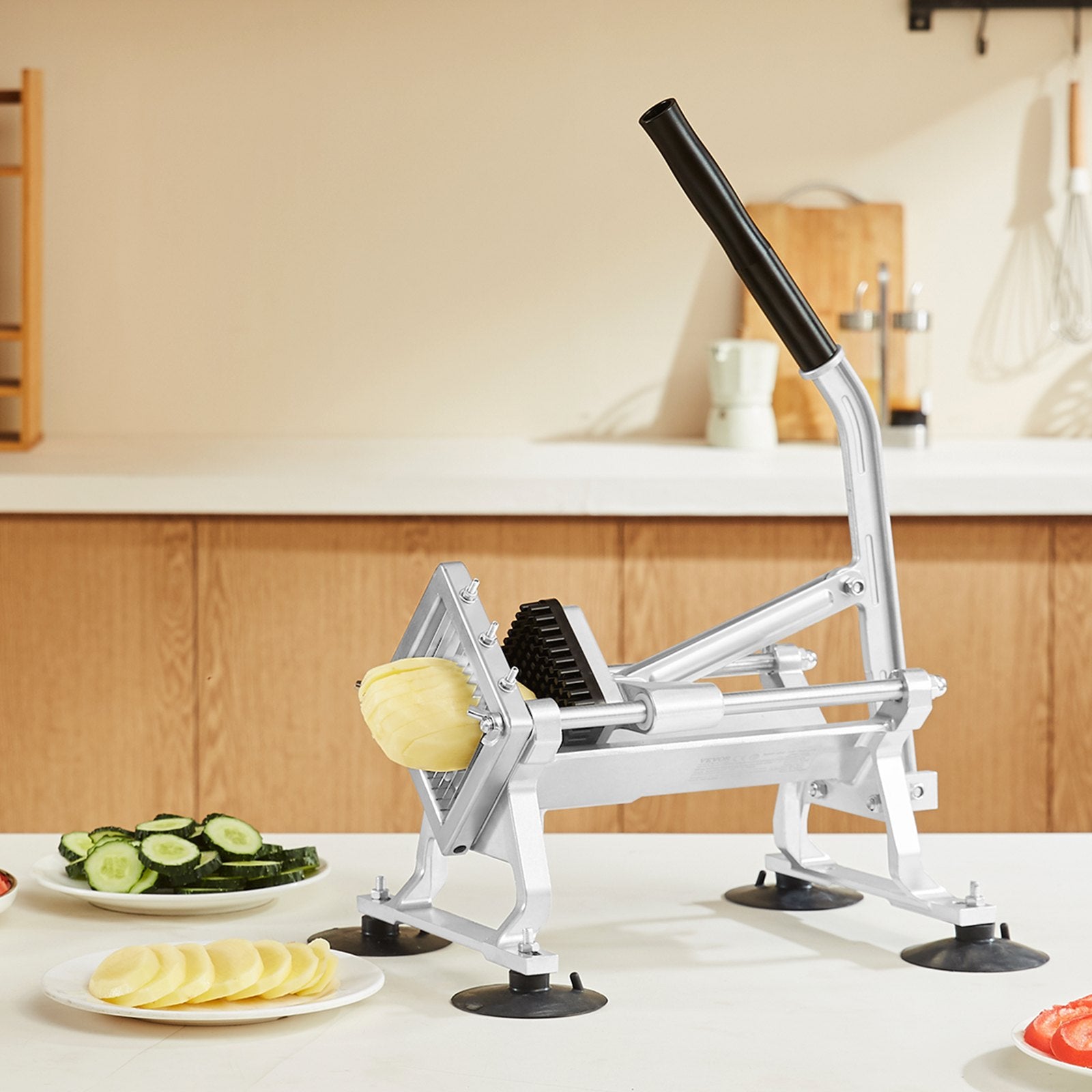 VEVOR Commercial Vegetable Slicer, 1/4 inch Fruit Slicer, Stainless Steel and Aluminum Alloy Vegetable Cutter Slicer Machine, Manual Slicer with Non-slip Feet, for Radishes, Onions, Potatoes, Lemons 8