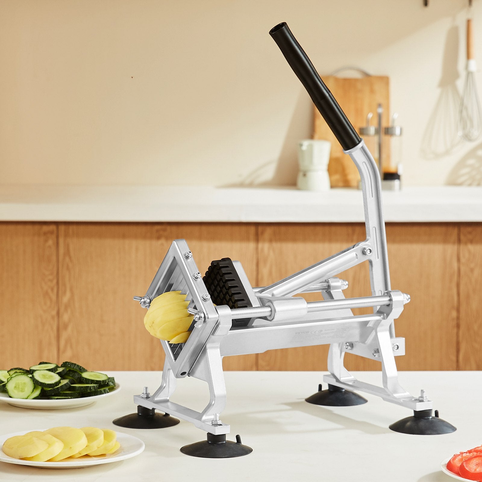 VEVOR Commercial Vegetable Slicer, 3/8 inch Fruit Slicer, Stainless Steel and Aluminum Alloy Vegetable Cutter Slicer Machine, Manual Slicer with Non-slip Feet, for Radishes, Onions, Potatoes, Lemons 8