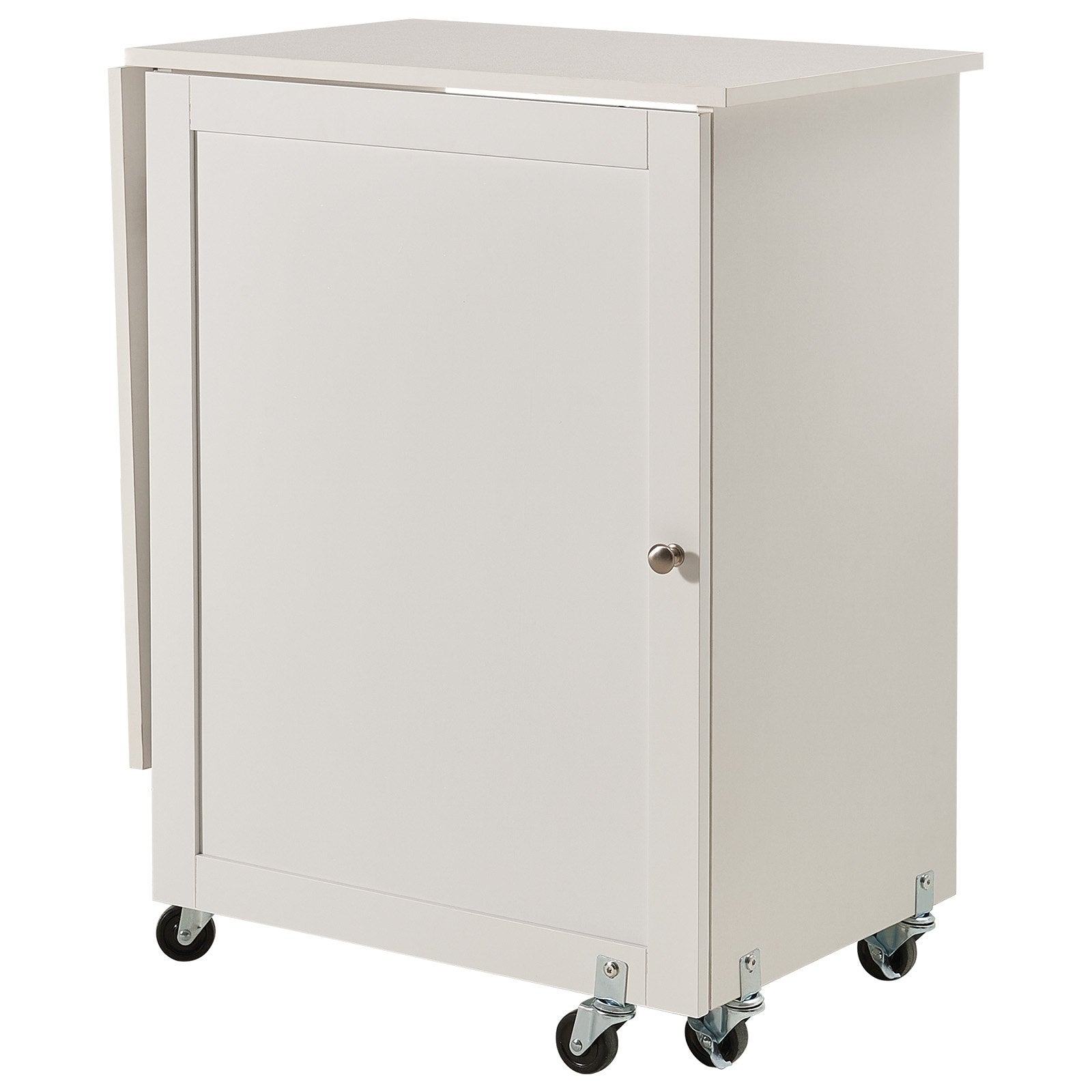 VEVOR Folding Sewing Table with Lockable Wheels Storage Shelves Trays Door White 10