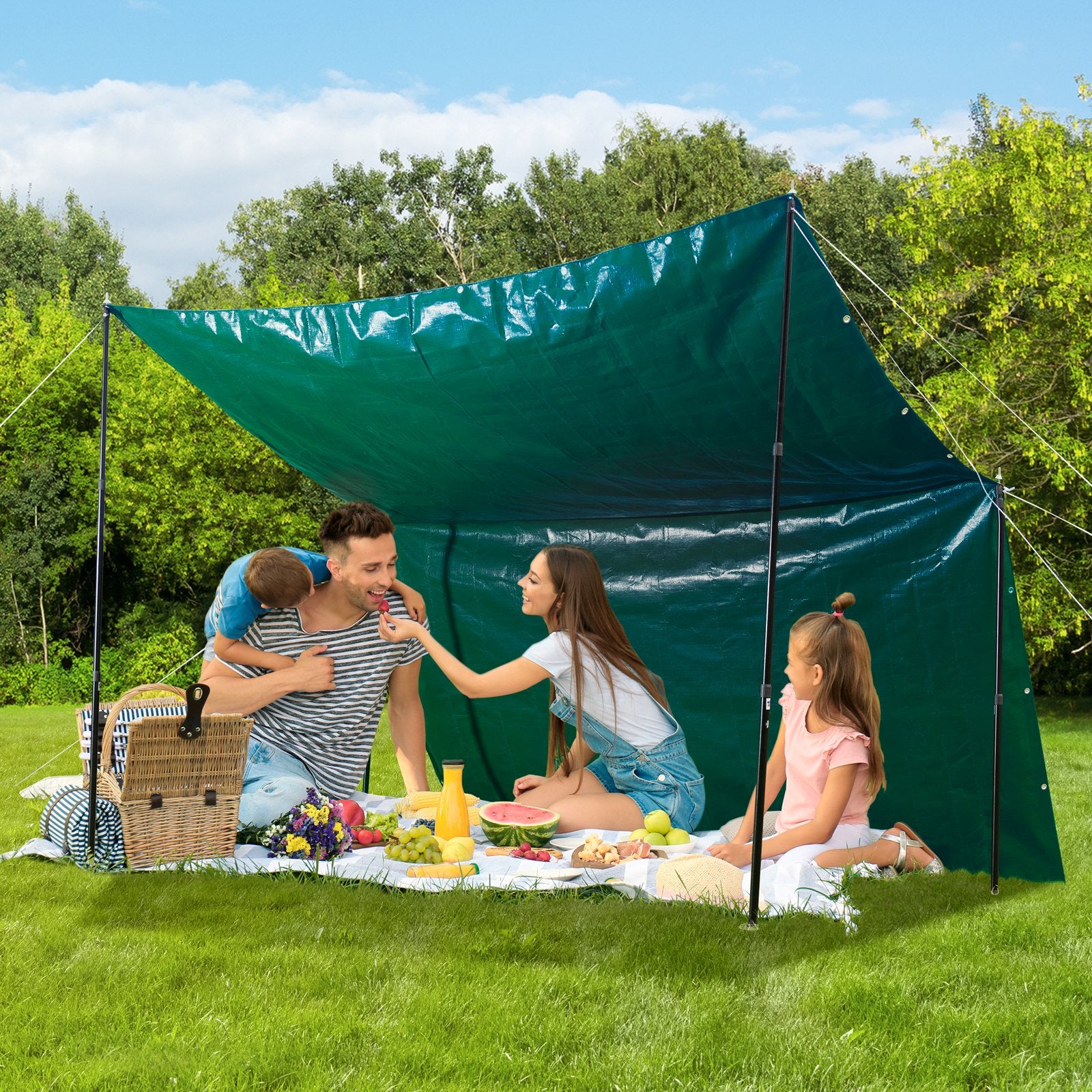 VEVOR PVC Waterproof Tarp, 16.5 x 29.5 ft Heavy Duty PVC Tarpaulin, Tear-Proof and Weather-Proof, with Grommets and Reinforced Edges for Canopy Boat RV Tent Shelter Trailer Truck Cover, Green 8