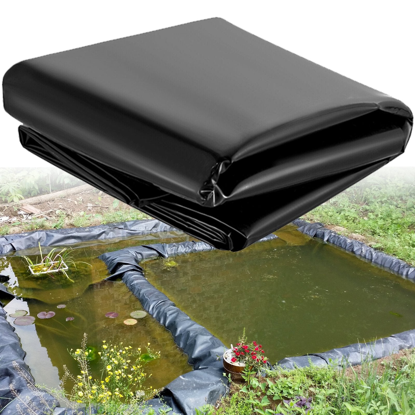 VEVOR LLDPE Pond Liner 15x20 ft, Pond Liner 20 Mil, Fish Pond Liners for Waterfall, Pond and Fish Ponds 8