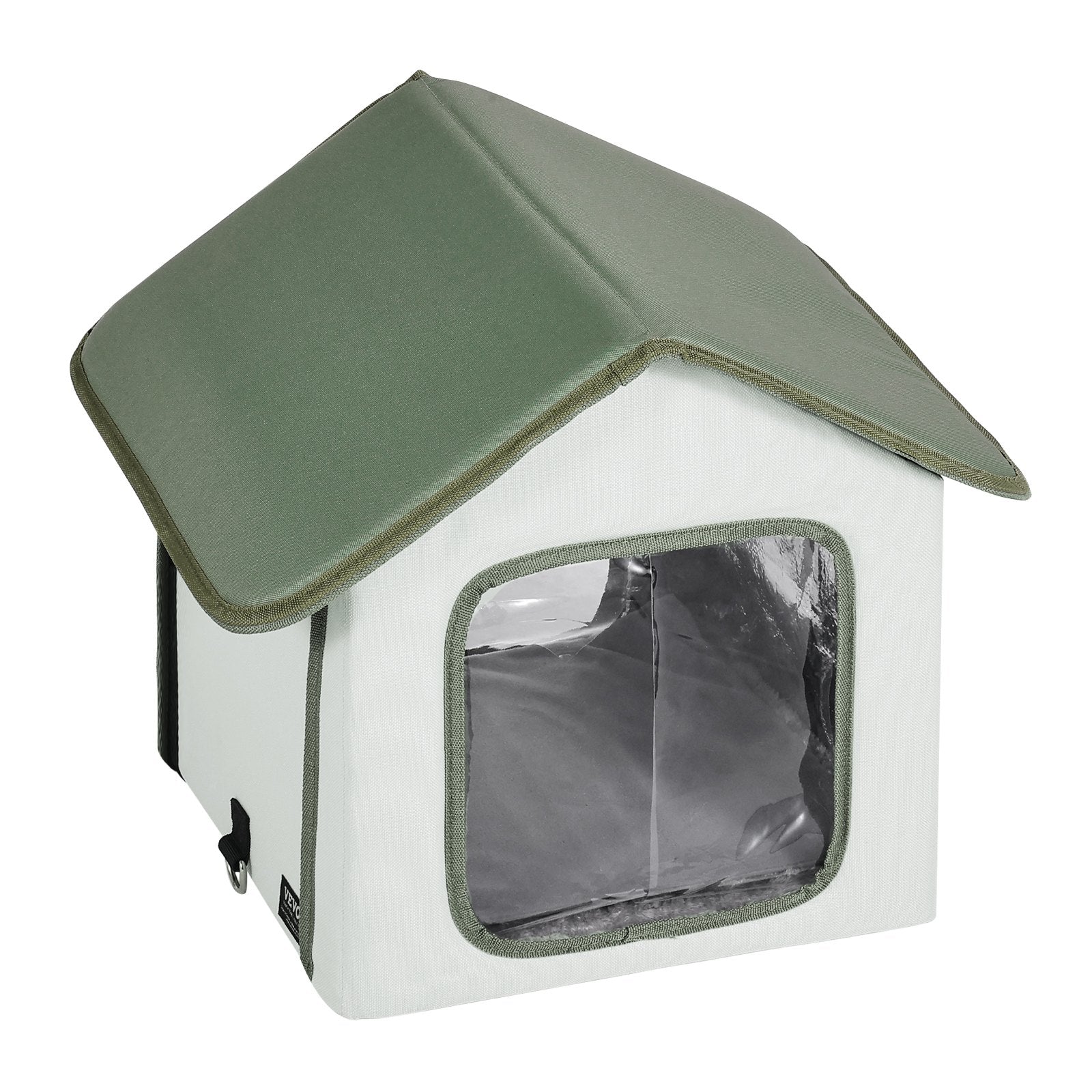 VEVOR Elevated Heated Cat House, Outdoor Kitty Shelter with Timer, 600D Oxford Cloth Foldable Cat Shelter with Heated Pad for Winter to Stay Warm and Cozy, Green (Small) 10