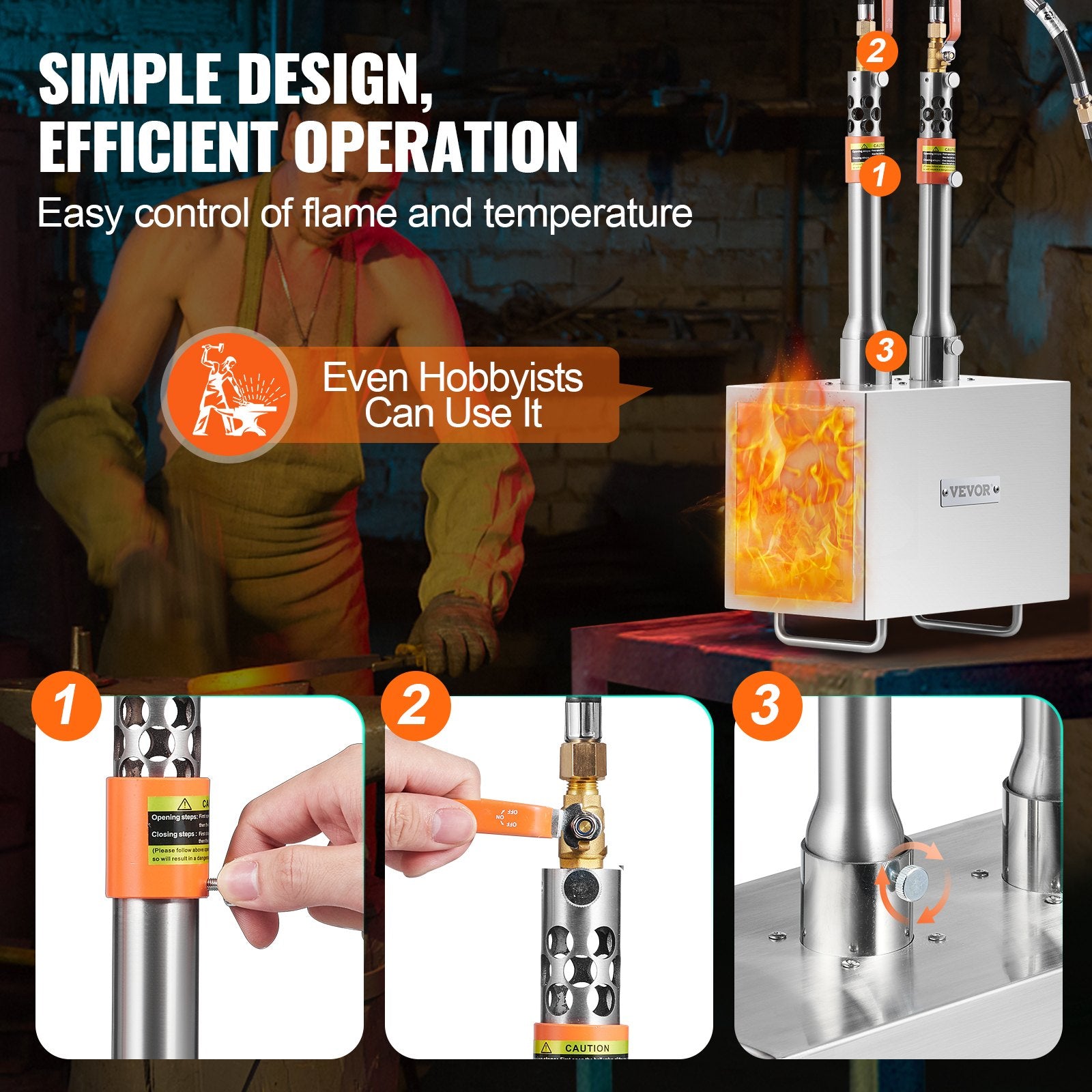 VEVOR Portable Propane Forge 2 Burner Farrier Forge Knife Metal Square 5