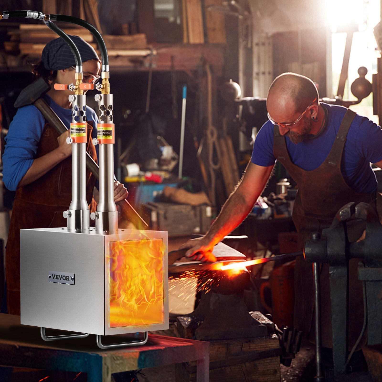 VEVOR Portable Propane Forge 2 Burner Farrier Forge Knife Metal Square 8