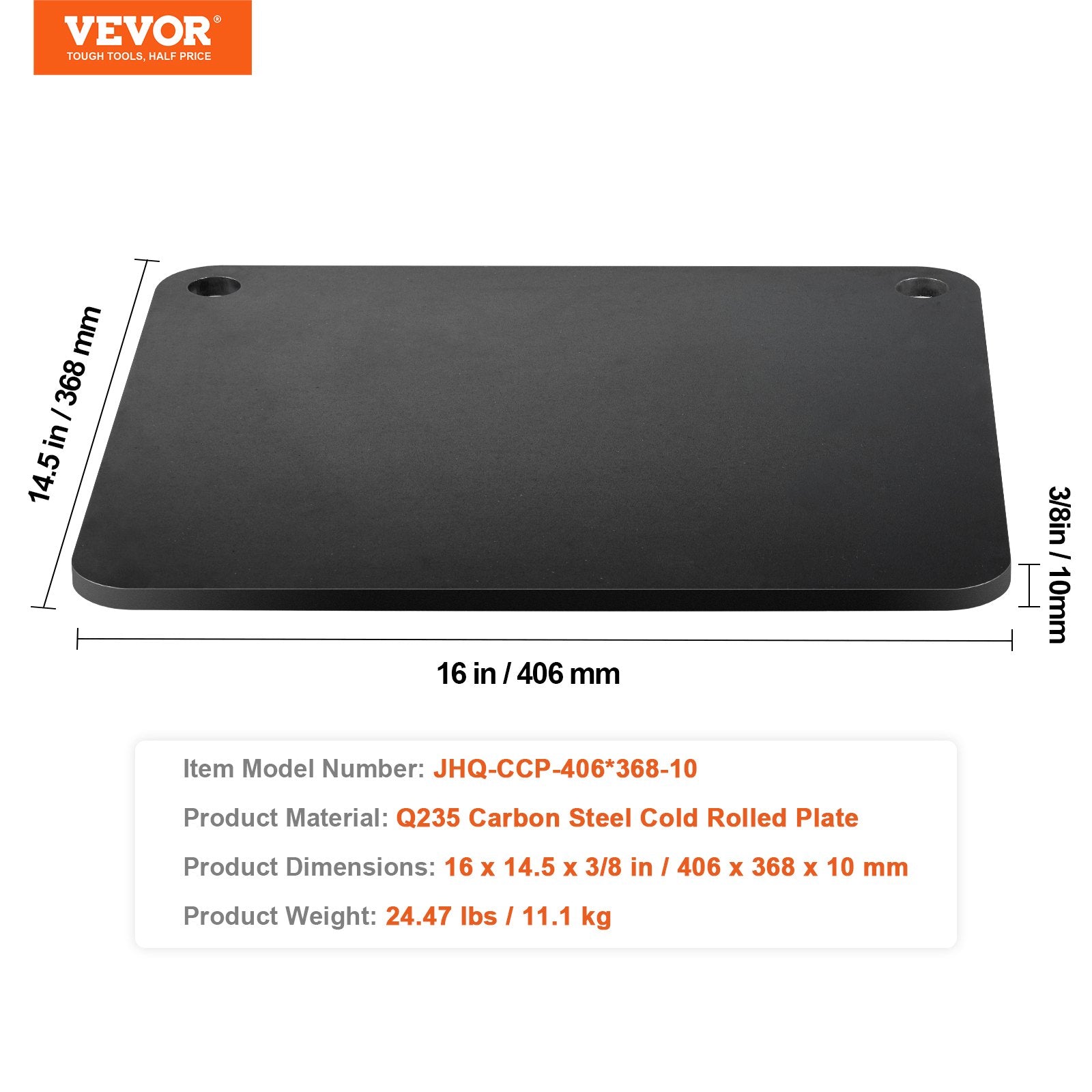 VEVOR Pizza Steel, 16" x 14.5" x 3/8" Pizza Steel Plate for Oven, Pre-Seasoned Carbon Steel Pizza Baking Stone with 20X Higher Conductivity, Heavy Duty Pizza Pan for Outdoor Grill, Indoor Oven 7