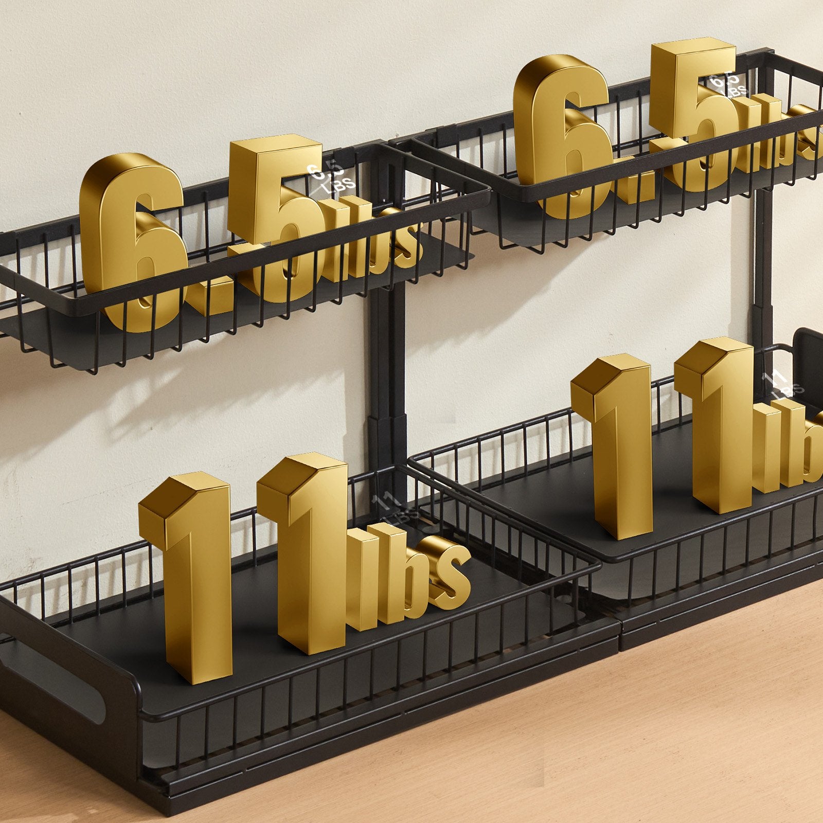 VEVOR 2-Tier Wire Pull Out Cabinet Under Sink Basket Organizer 10.7"x14.2" 2PCS 8