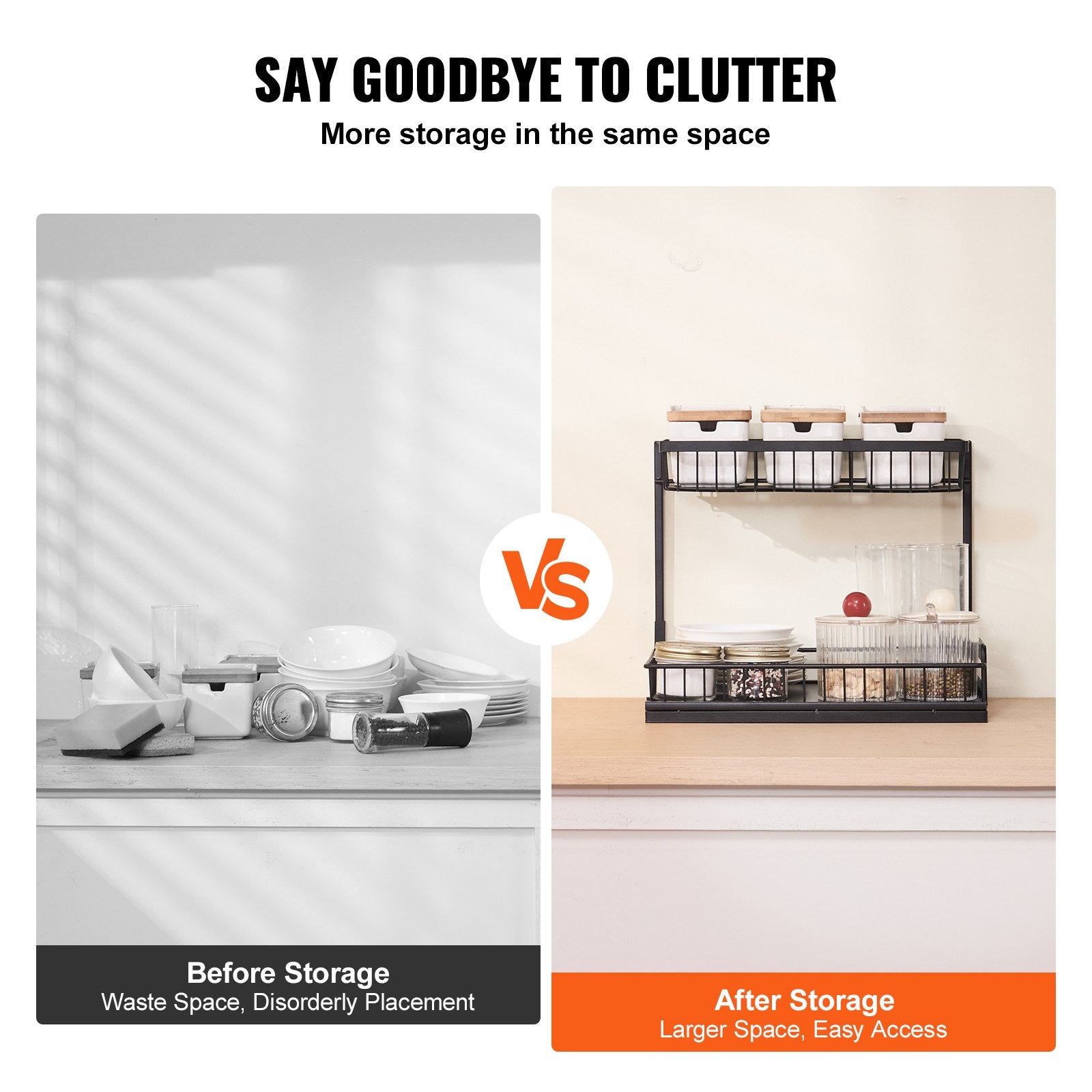 VEVOR 2-Tier Wire Pull Out Cabinet Under Sink Organizer 10.7"x14.2" Drawer Basket 6