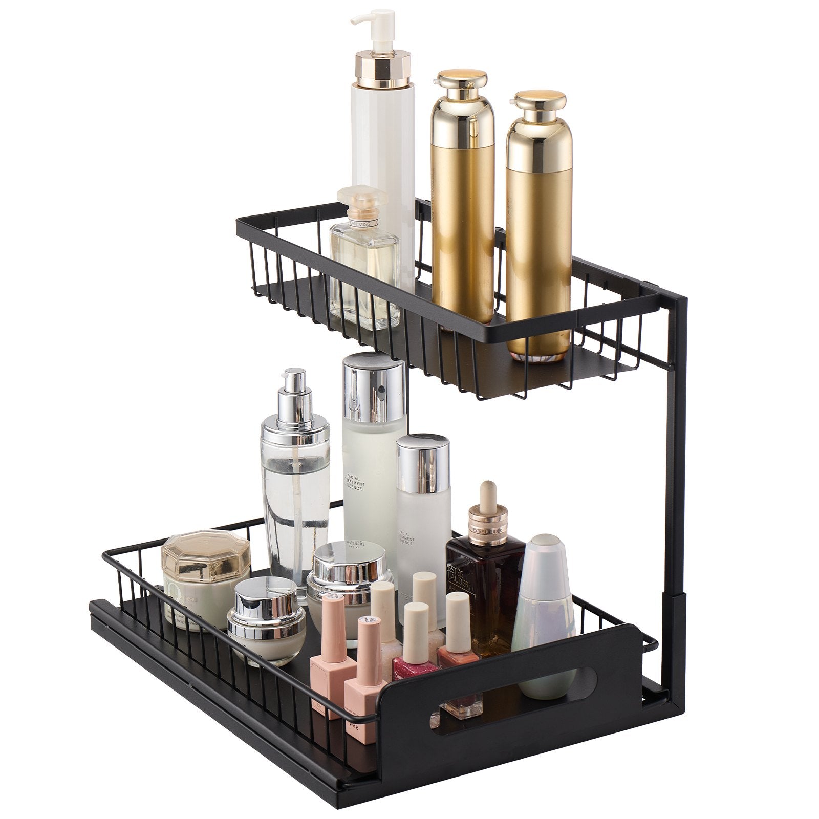 VEVOR 2-Tier Wire Pull Out Cabinet Under Sink Organizer 10.7"x14.2" Drawer Basket 10