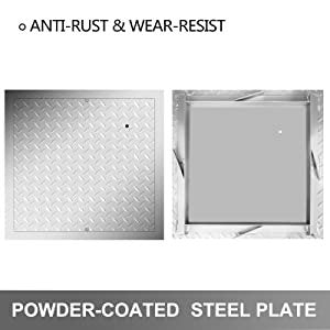 VEVOR Recessed Manhole Cover 60 x 60 cm Clear Opening, Galvanized Steel Drain Cover Overall Size 67 x 67 cm, Sealed Square Manhole Cover and Frame, Steel Man Hole Lid Inspection Access for Boat/ 3