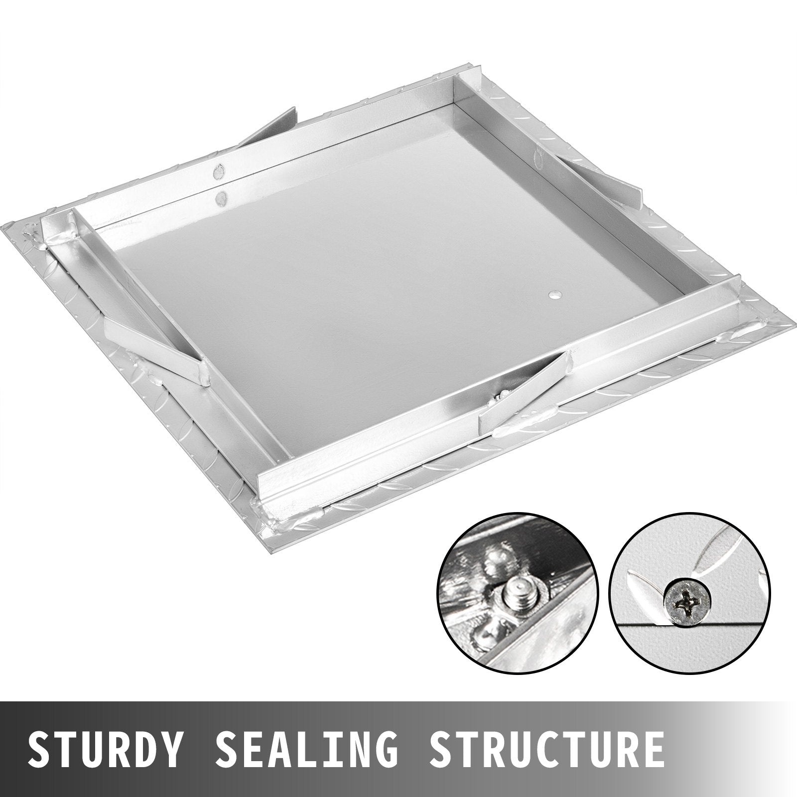 VEVOR Recessed Manhole Cover 60 x 60 cm Clear Opening, Galvanized Steel Drain Cover Overall Size 67 x 67 cm, Sealed Square Manhole Cover and Frame, Steel Man Hole Lid Inspection Access for Boat/ 5