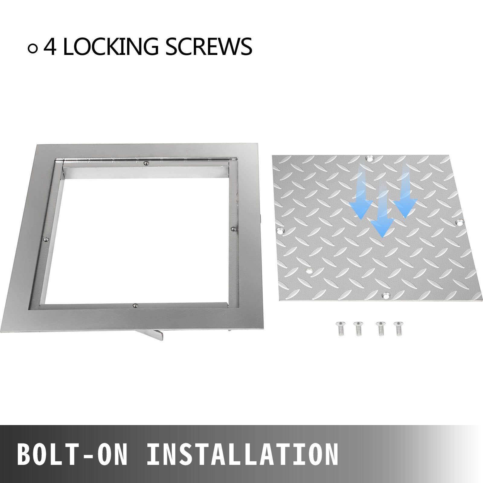 VEVOR Recessed Manhole Cover 60 x 60 cm Clear Opening, Galvanized Steel Drain Cover Overall Size 67 x 67 cm, Sealed Square Manhole Cover and Frame, Steel Man Hole Lid Inspection Access for Boat/ 6