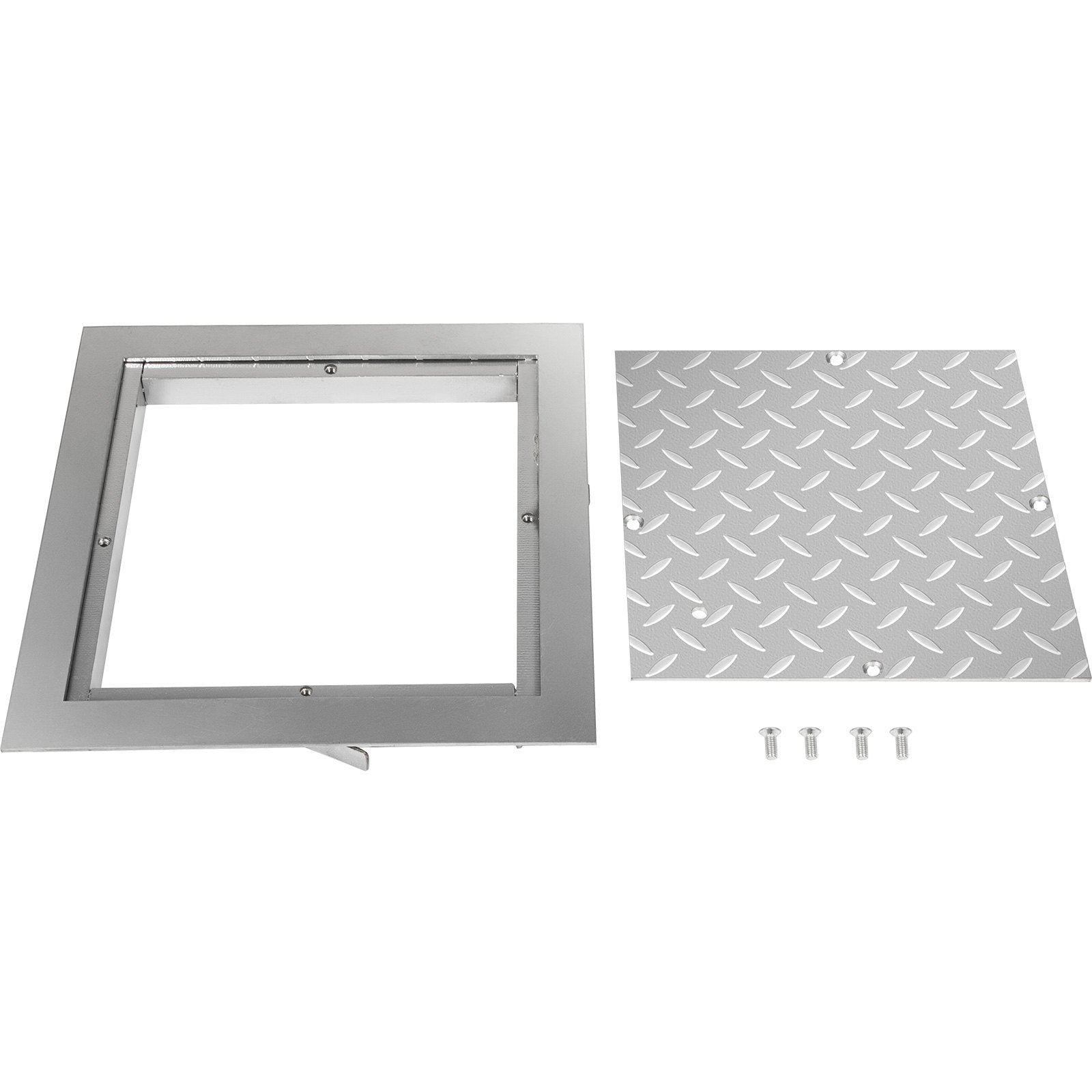 VEVOR Recessed Manhole Cover 60 x 60 cm Clear Opening, Galvanized Steel Drain Cover Overall Size 67 x 67 cm, Sealed Square Manhole Cover and Frame, Steel Man Hole Lid Inspection Access for Boat/ 10