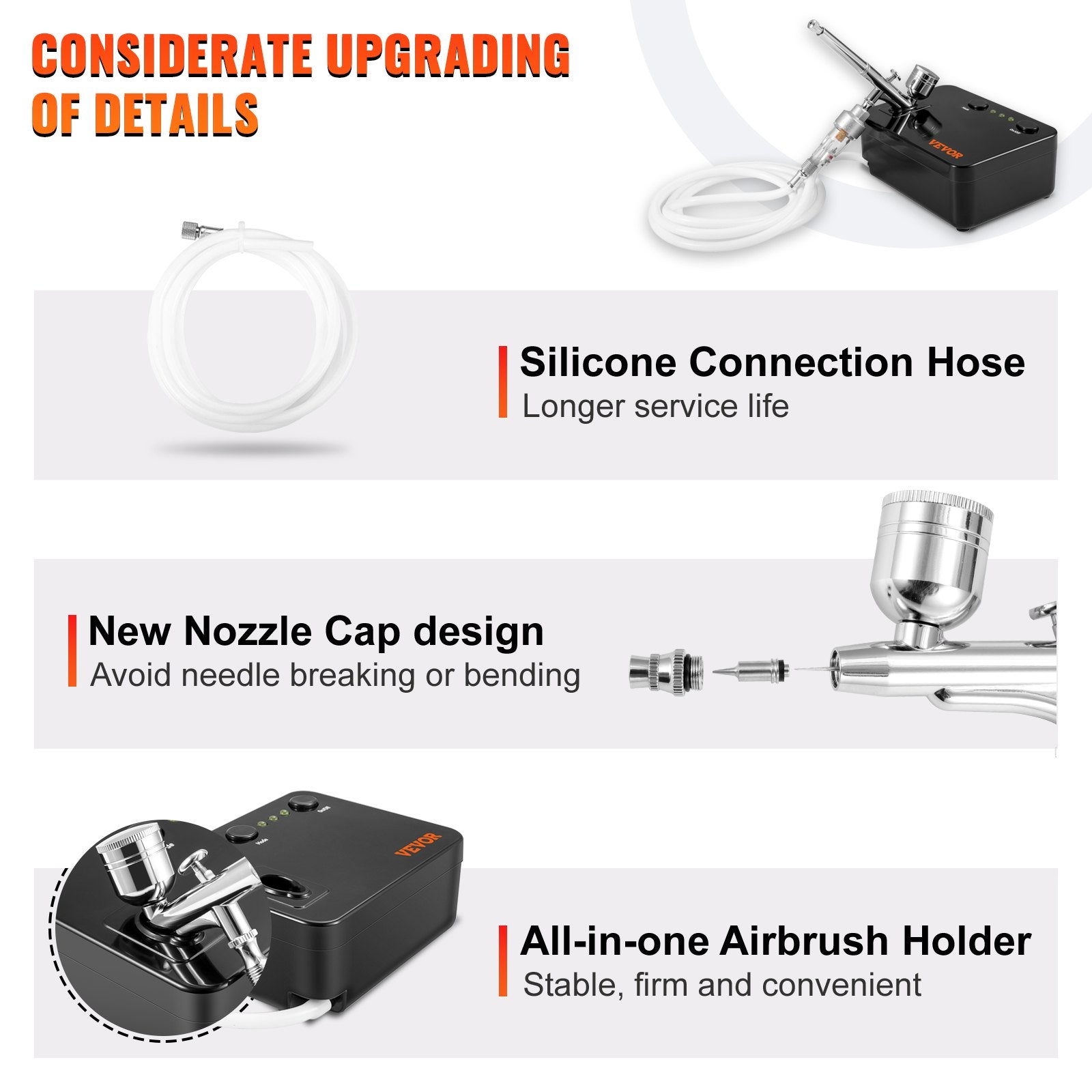 VEVOR Airbrush Kit Dual-action Airbrush System Compressor Art Nail Makeup Model 3