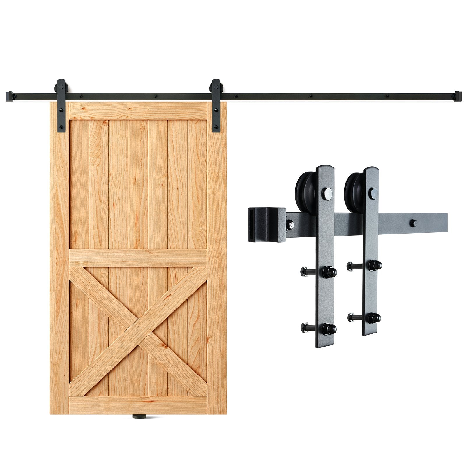 VEVOR 8FT Sliding Barn Door Hardware Closet Track Kit for Single Door I Hanger 9