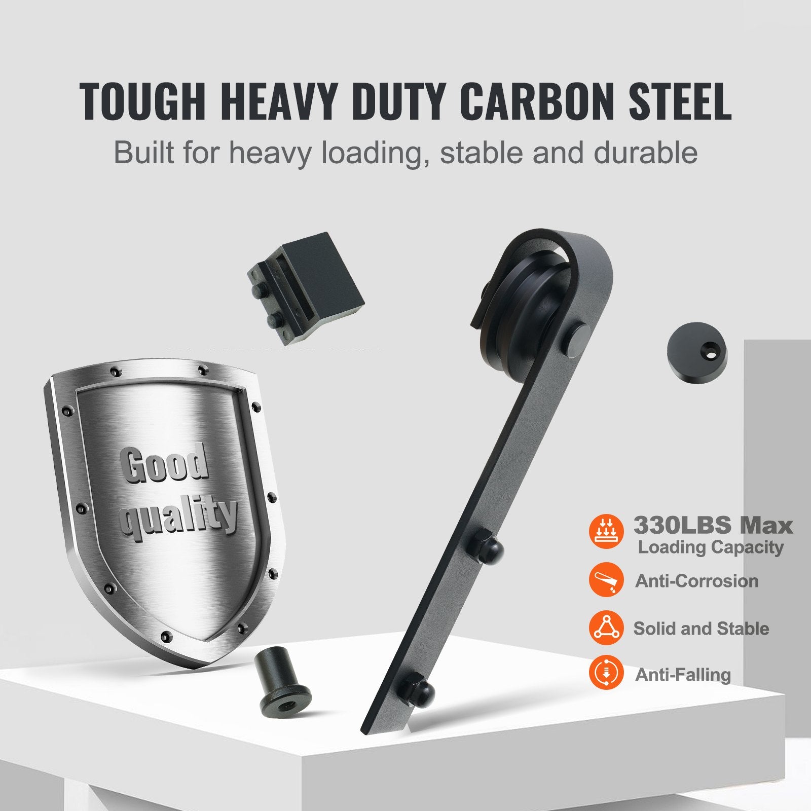 VEVOR 2440 mm Sliding Barn Door Hardware Closet Track Kit for Double Doors J Hanger 3