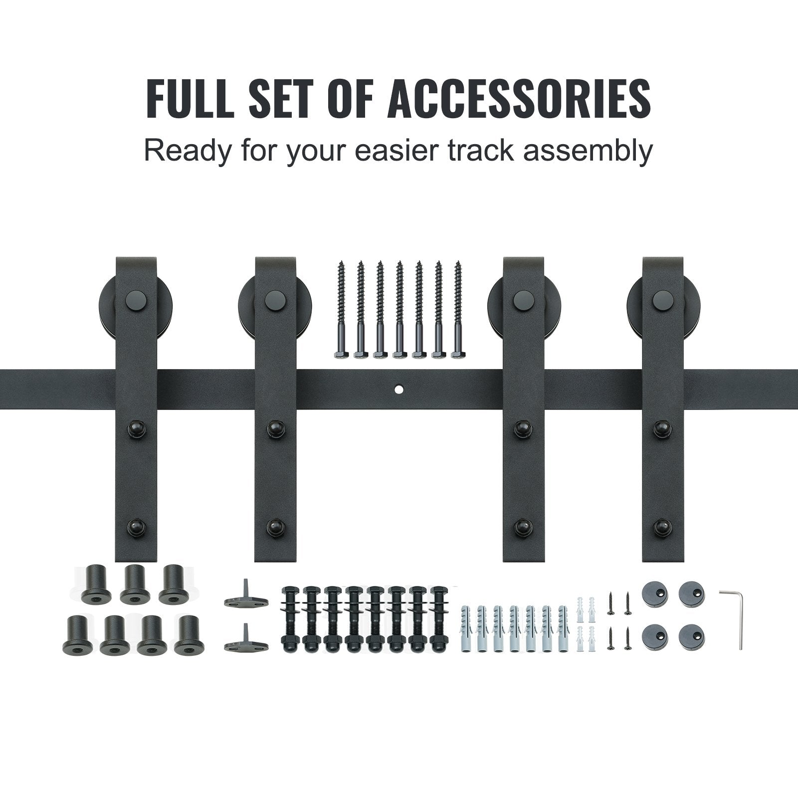 VEVOR 2440 mm Sliding Barn Door Hardware Closet Track Kit for Double Doors J Hanger 4