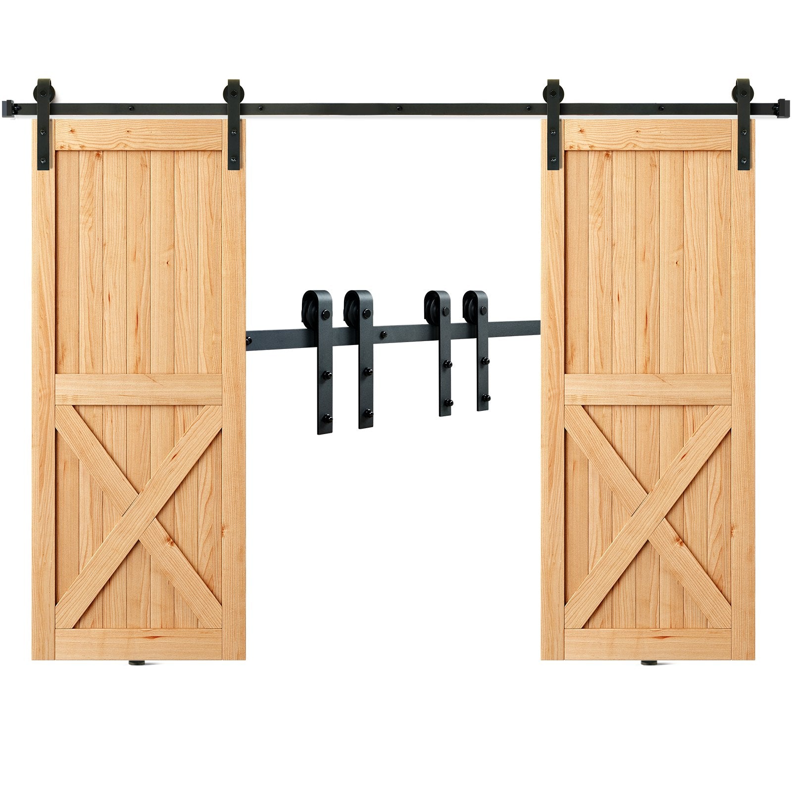 VEVOR 2440 mm Sliding Barn Door Hardware Closet Track Kit for Double Doors J Hanger 9