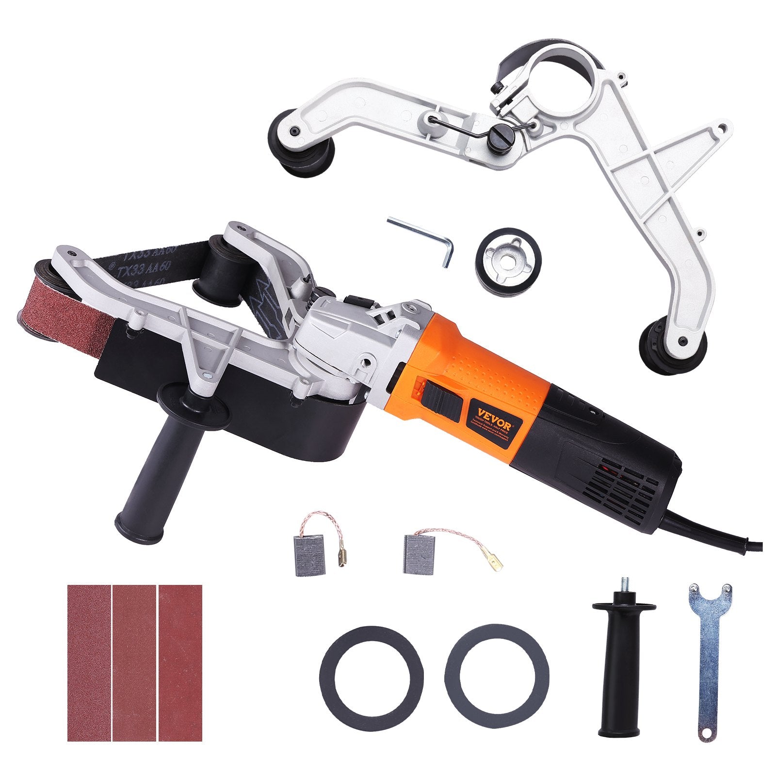 VEVOR Pipe Tube Polisher Sander, 1300W Pipe Belt Sander with 6 Variable Speeds 1100-3200rpm, Professional Belt Sander Grinding Machine with 3PCS Sanding Belts for Burnishing Finishing Rust Removal 9