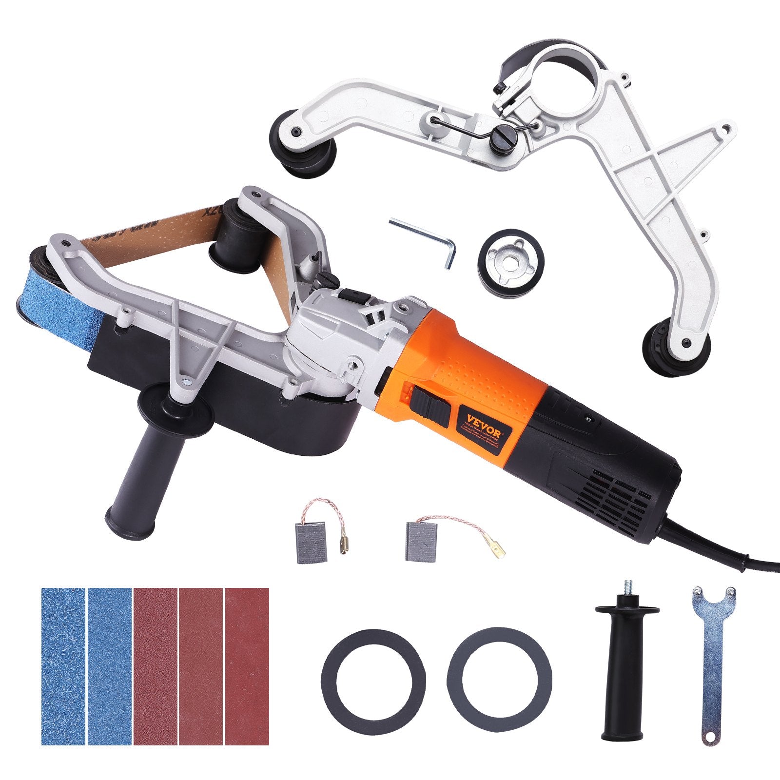 VEVOR Pipe Tube Polisher Sander, 1300W Pipe Belt Sander with 6 Variable Speeds 1100-3200rpm, Professional Belt Sander Grinding Machine with 50PCS Sanding Belts for Burnishing Finishing Rust Removal 9