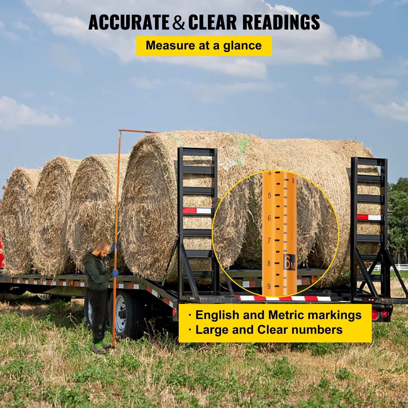 VEVOR Load Height Measuring Stick 20' Sturdy Truck Height Stick Easy to Read 3